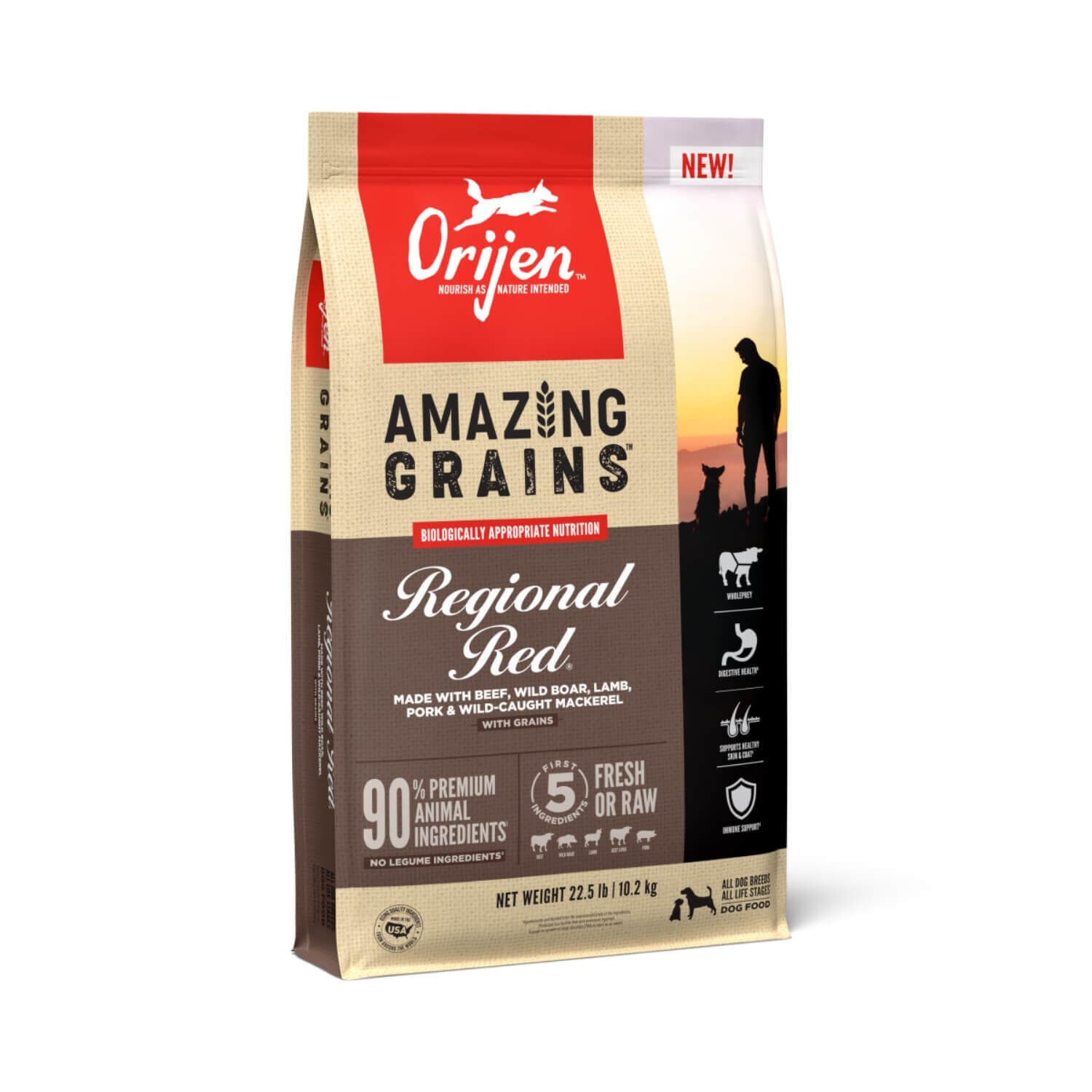Orijen Amazing Grains High Protein Regional Red Dry Dog Food Pet