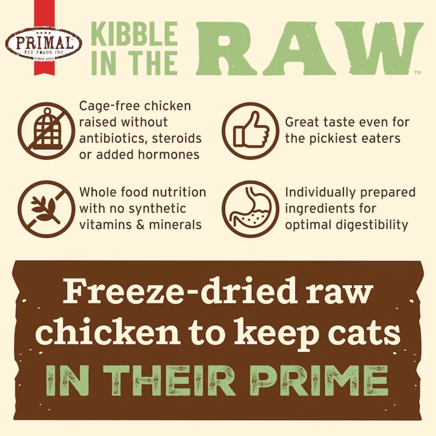 Primal Kibble In The Raw Chicken Recipe Freeze-Dried Raw Cat Food, 1.5-Lb