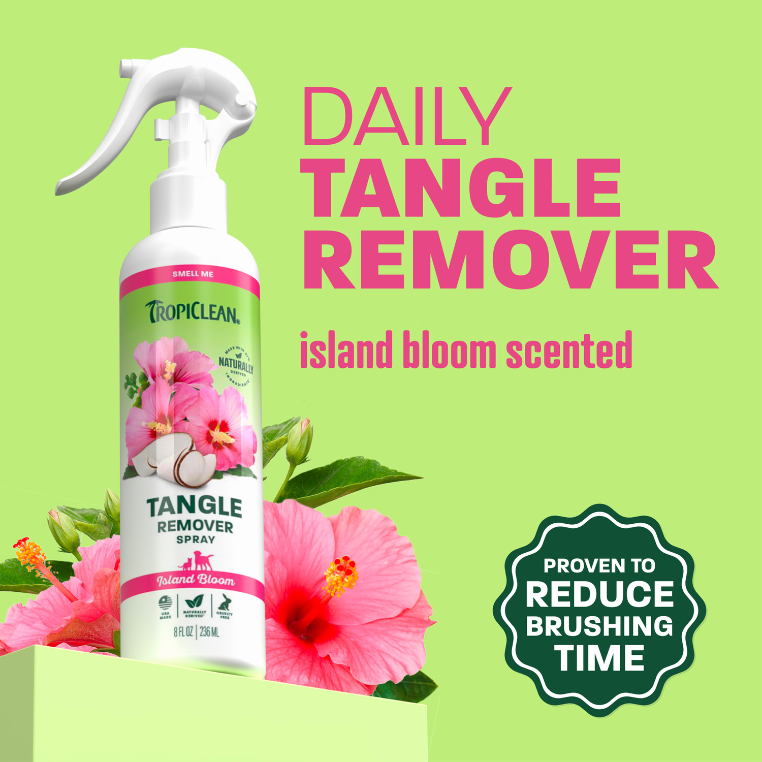 Tropiclean Leave In Dog Conditioner Spray And Tangle Remover, Island Bloom Scent, 8-Oz Bottle