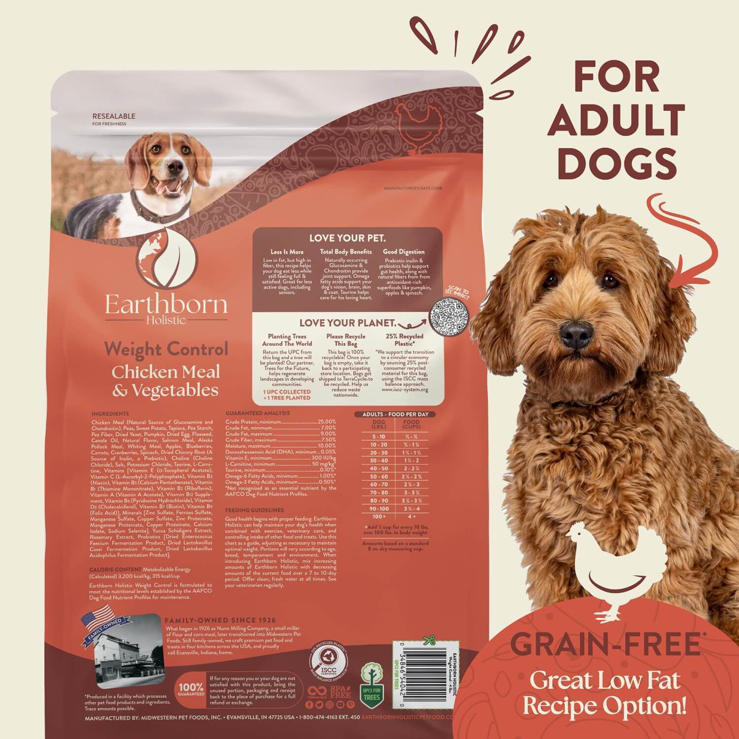 Earthborn Holistic Weight Control Grain-Free Dry Dog Food Chicken Meal & Vegetables 25-Lb Bag