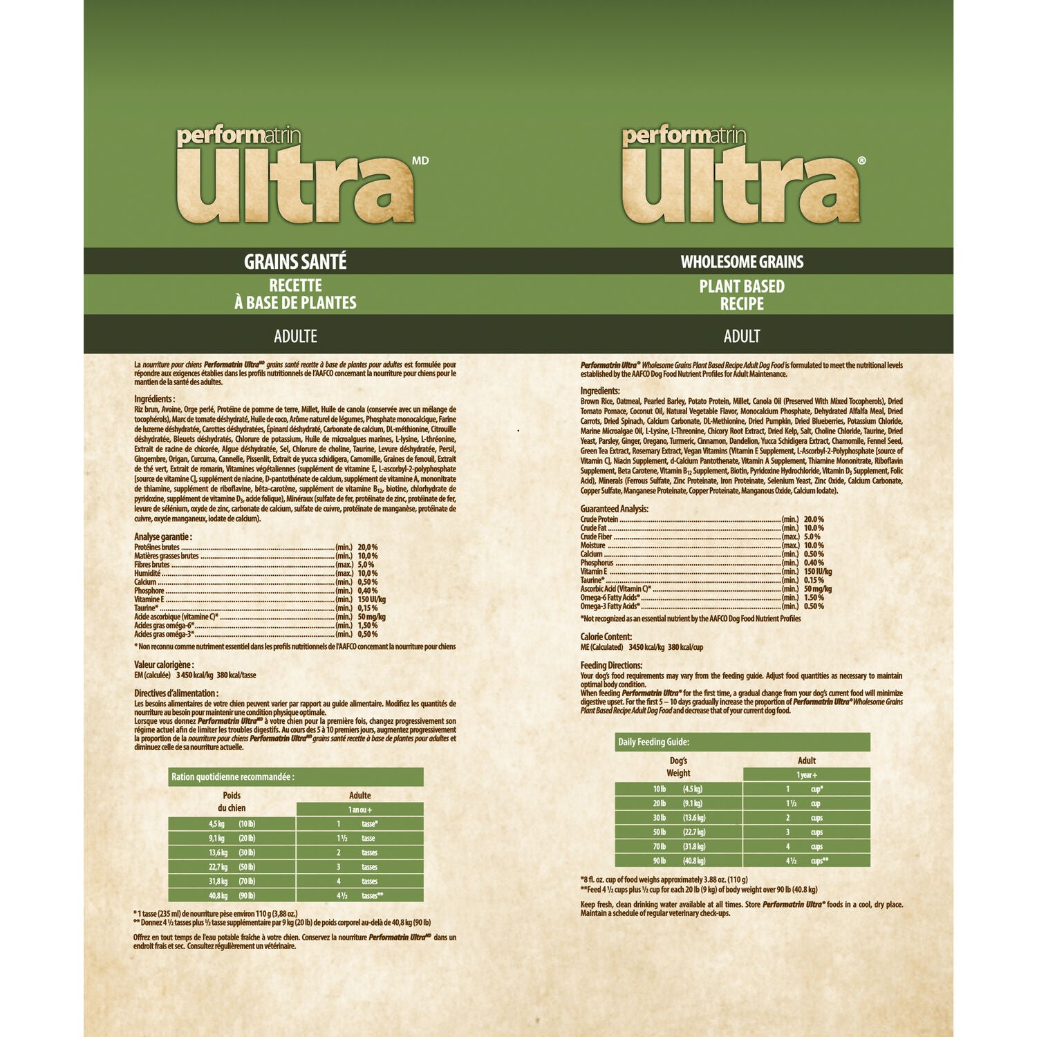 Performatrin Ultra&nbsp;Wholesome Grains Plant Based Recipe Adult Dog Food, 22-Lb