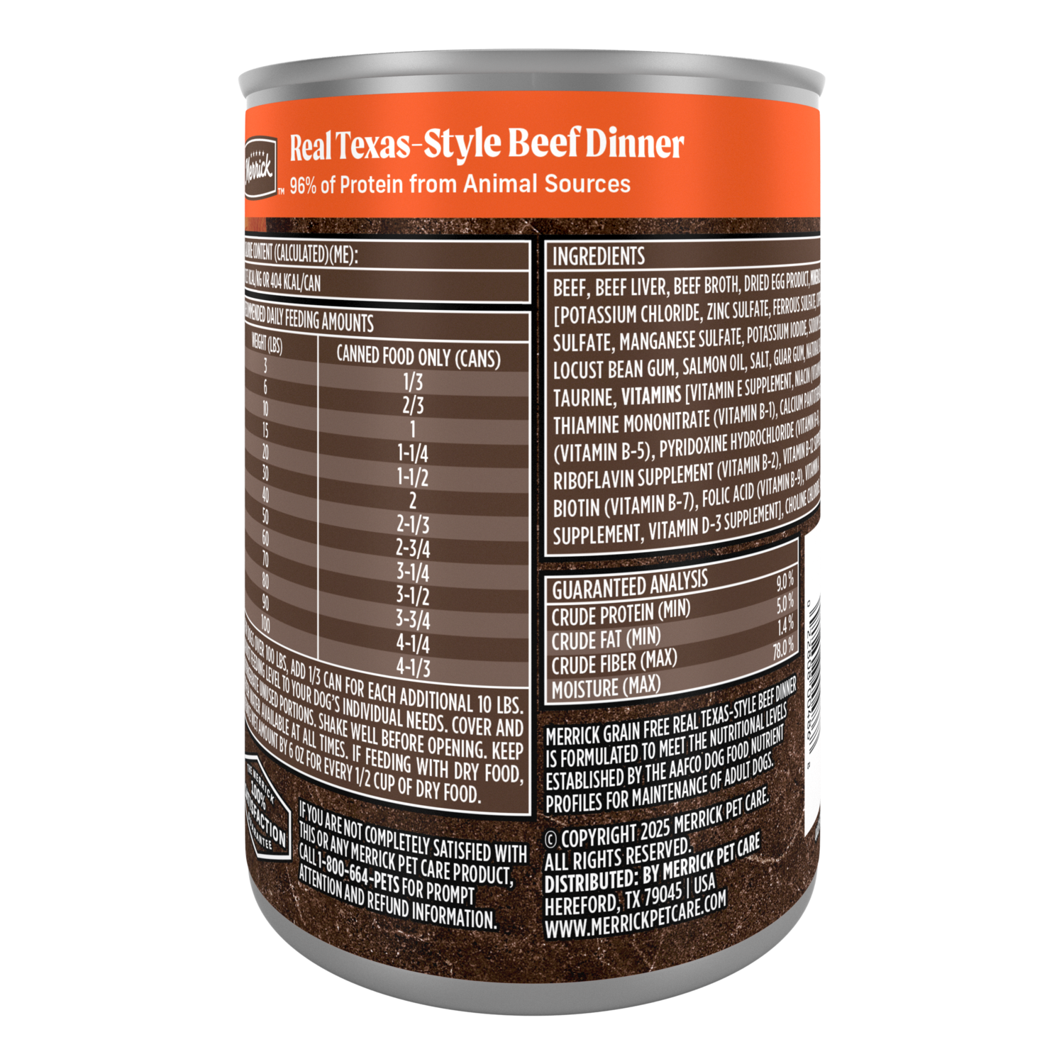 Merrick Grain-Free Premium And Natural Canned Soft And Healthy Wet  Dog Food, Real Texas Beef Dinner Recipe, 12.7-Oz Can