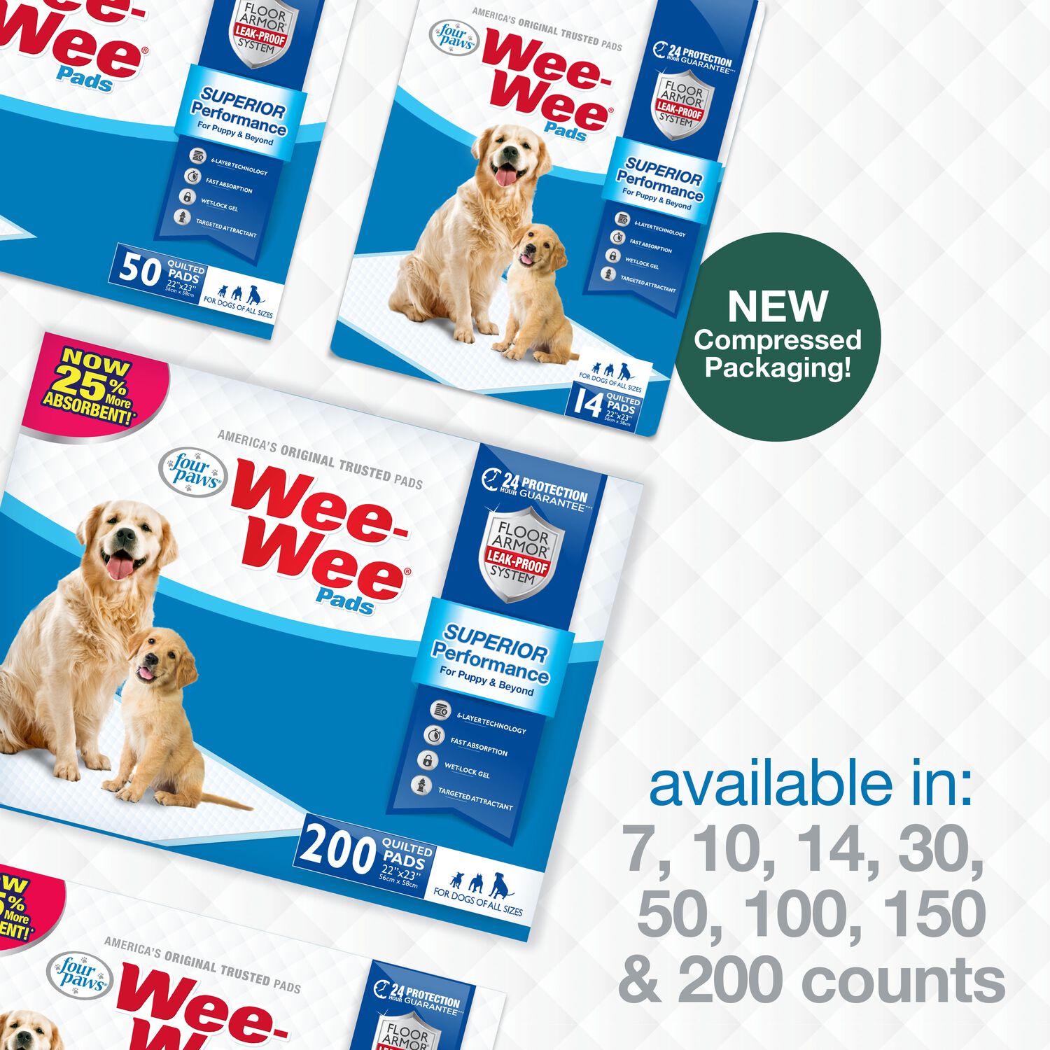 Four Paws Wee-Wee Superior Performance Dog Pee Pads 22" X 23", 30 Count