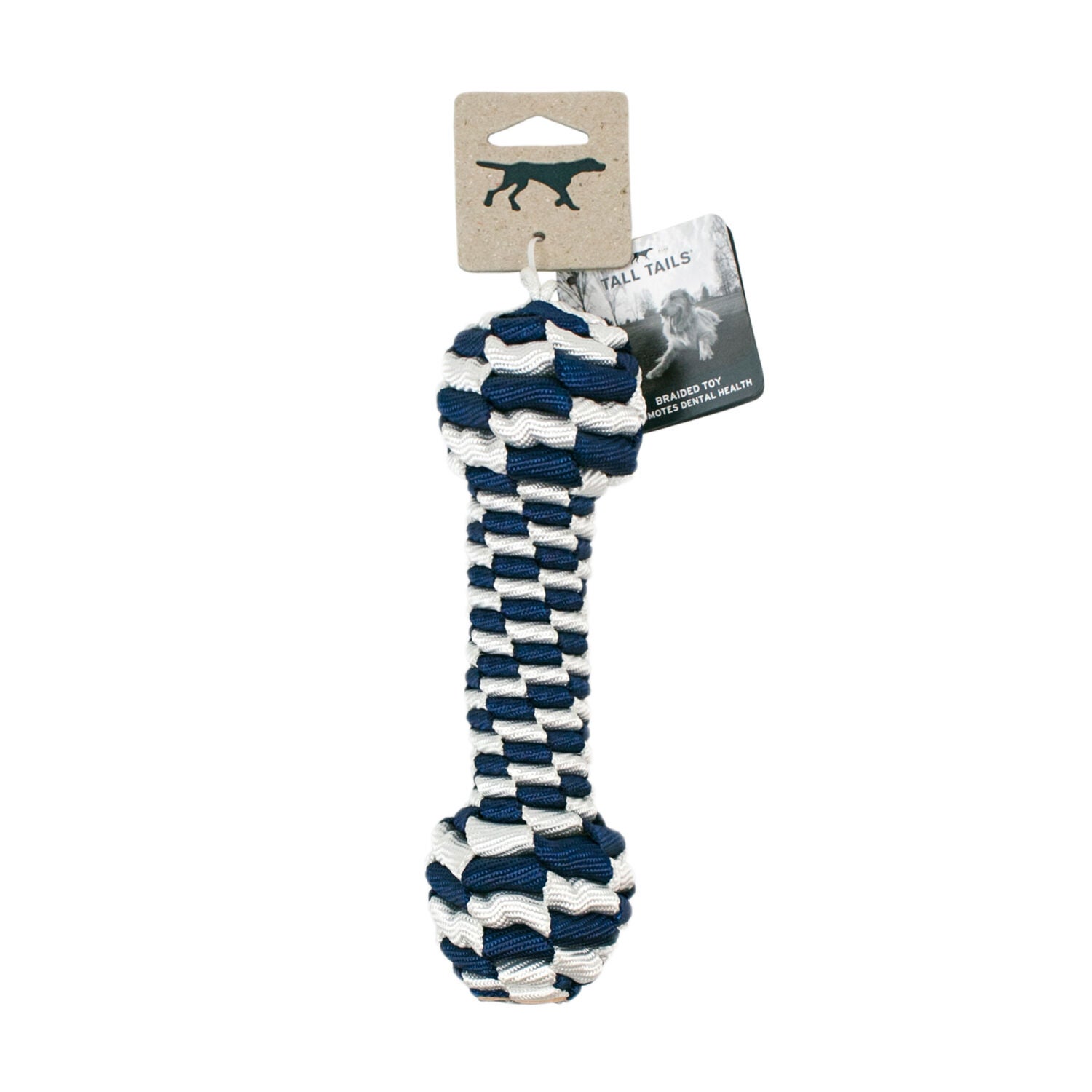 Tall Tails Navy Braided Bone Dog Toy, 9"