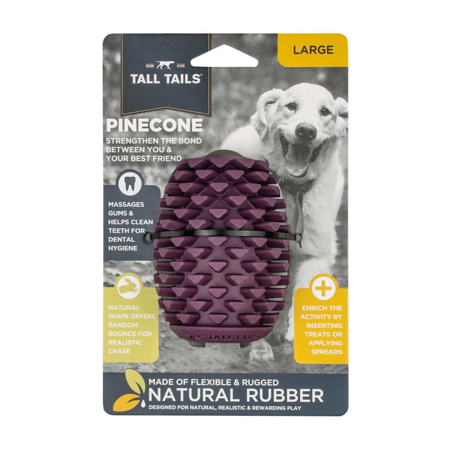Tall Tails Rubber Pinecone Textured Treat Dispensing Dog Toy, 4"