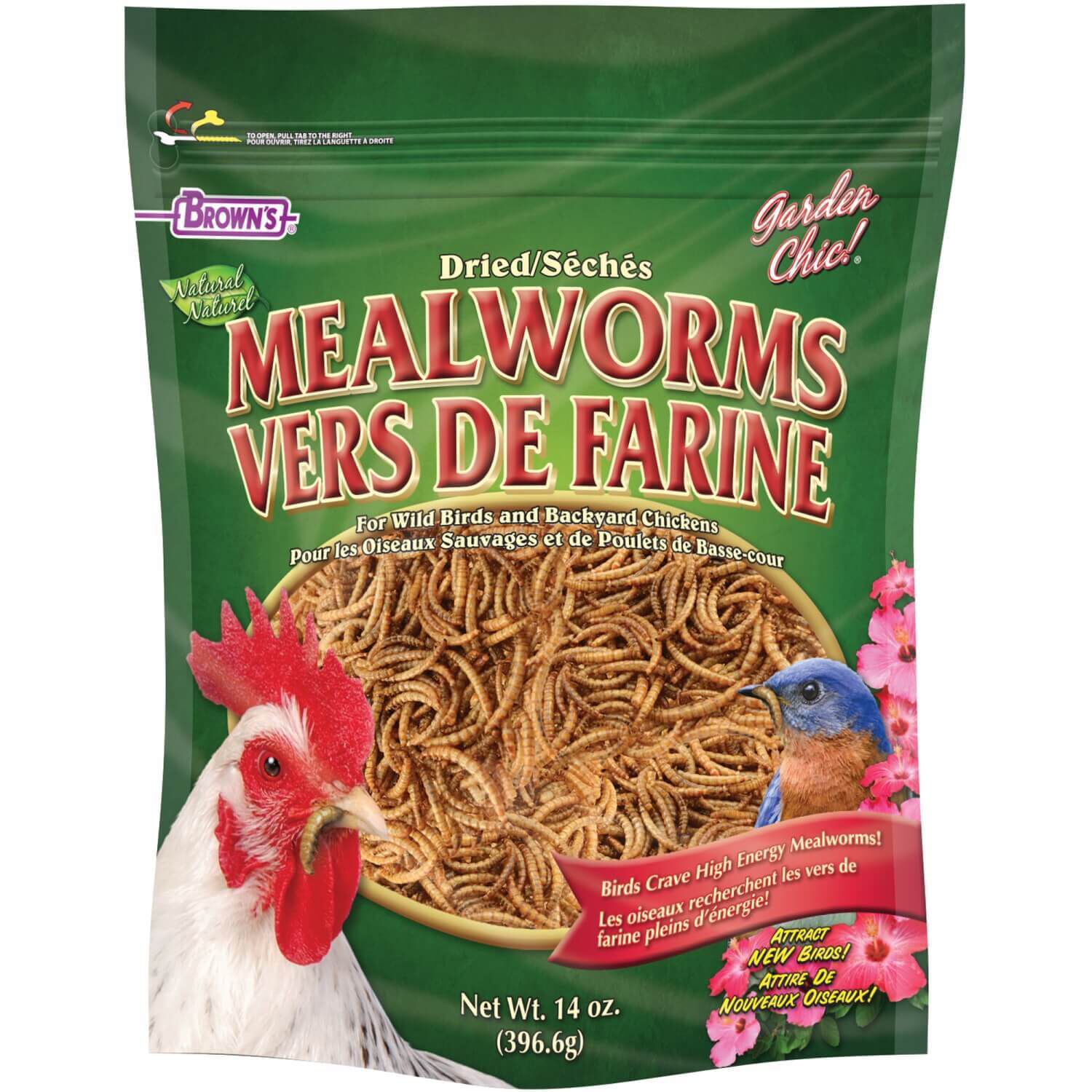 Brown's Garden Chic Dried Mealworms Treat For Chickens And Wild Birds