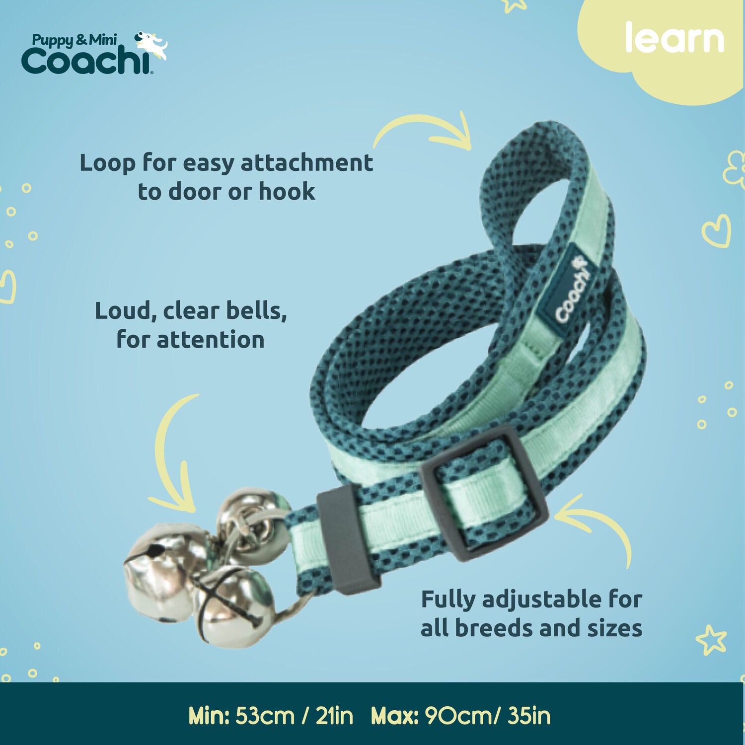 Coachi Puppy & Mini Dog Training Bells, Teal And Mint