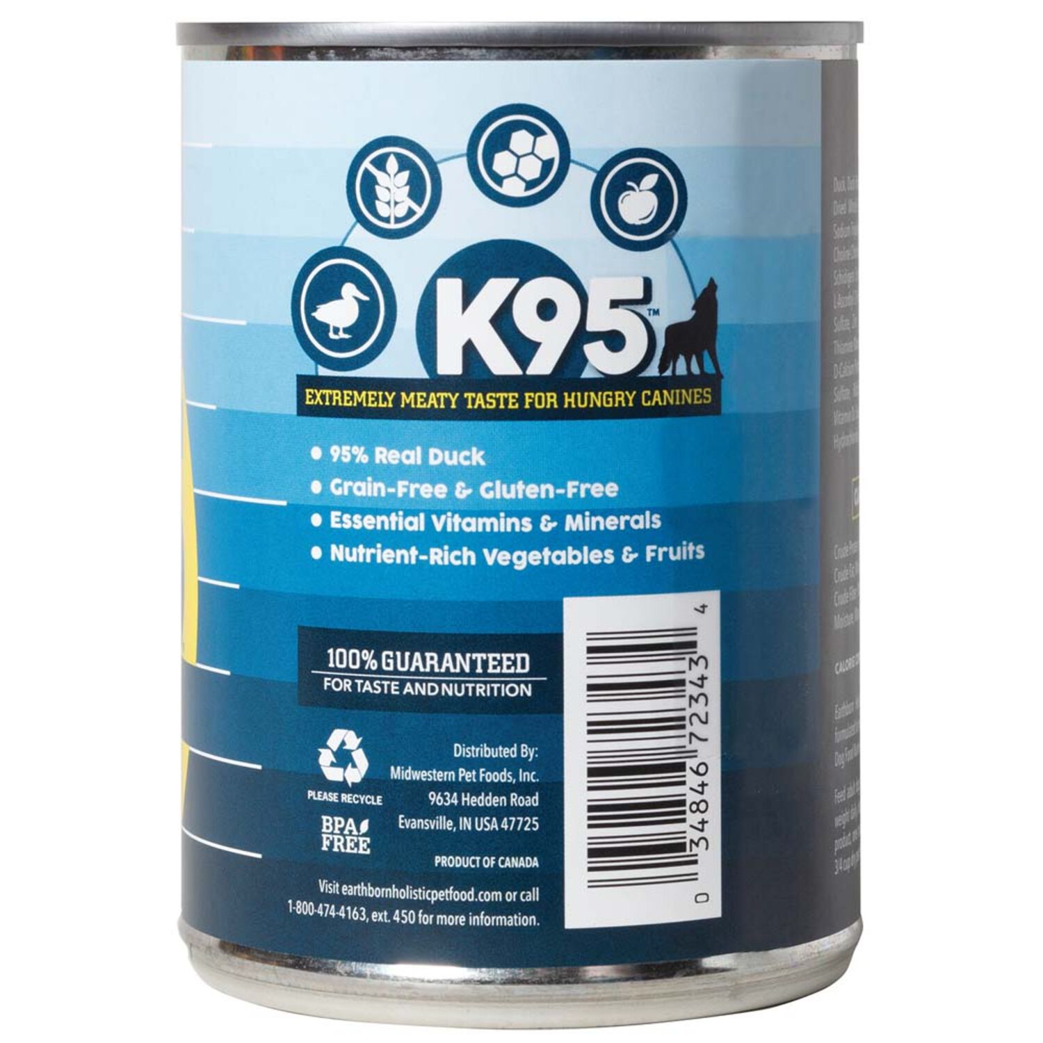 Earthborn Holistic Grain-Free K95 Meat Protein Wet Dog Food Duck 13-Oz Can Pack Of 12