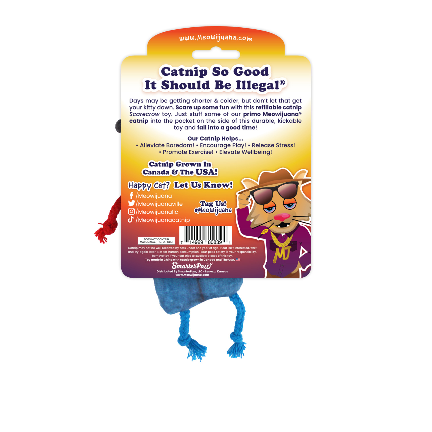 Meowijuana Get Spooked Scarecrow Catnip Cat Toy With Catnip