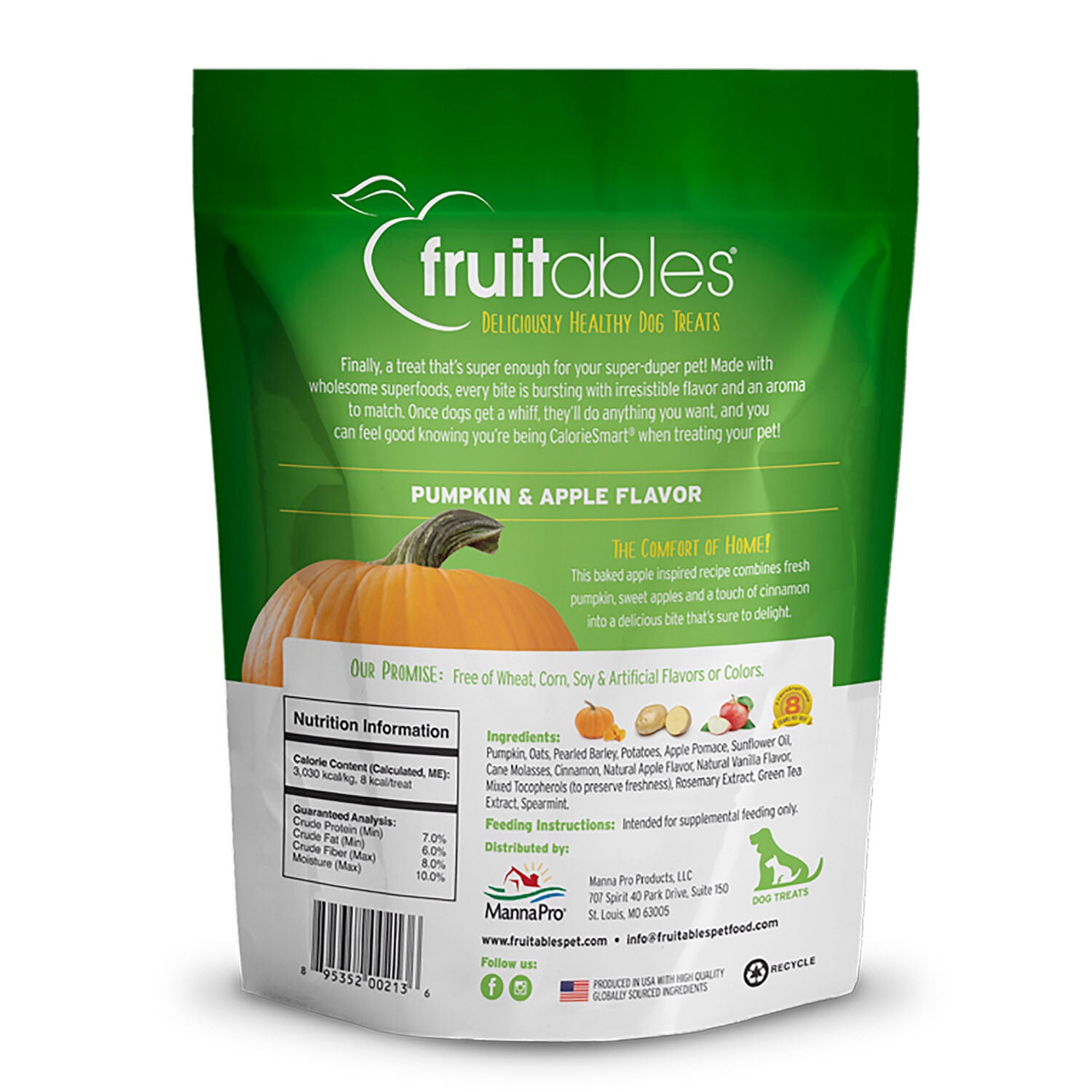 Fruitables Baked Pumpkin & Apple Flavor Healthy Low Calorie Dog Treats