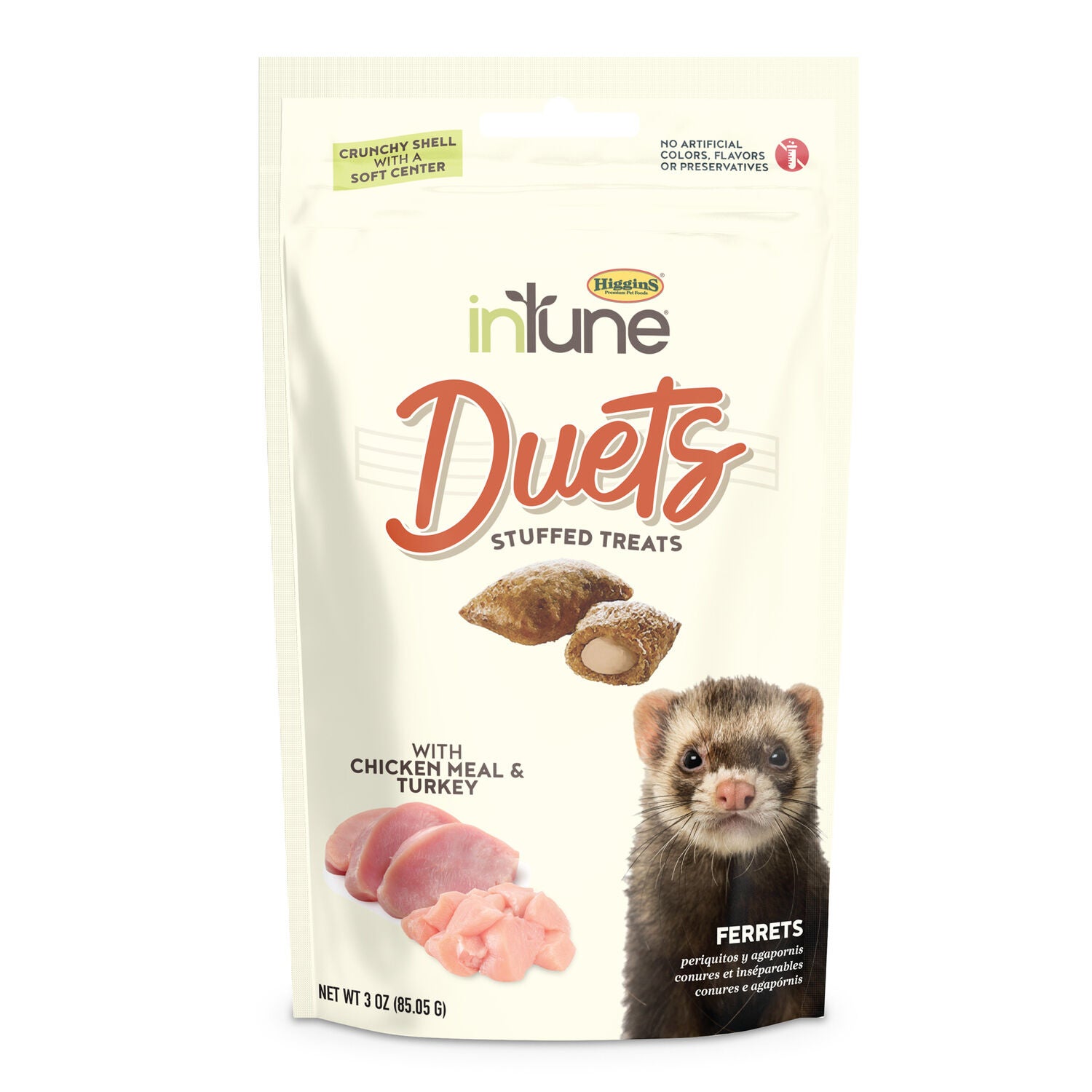 Higgins Intune Duets Chicken Meal & Turkey Treat For Ferrets, 3Oz