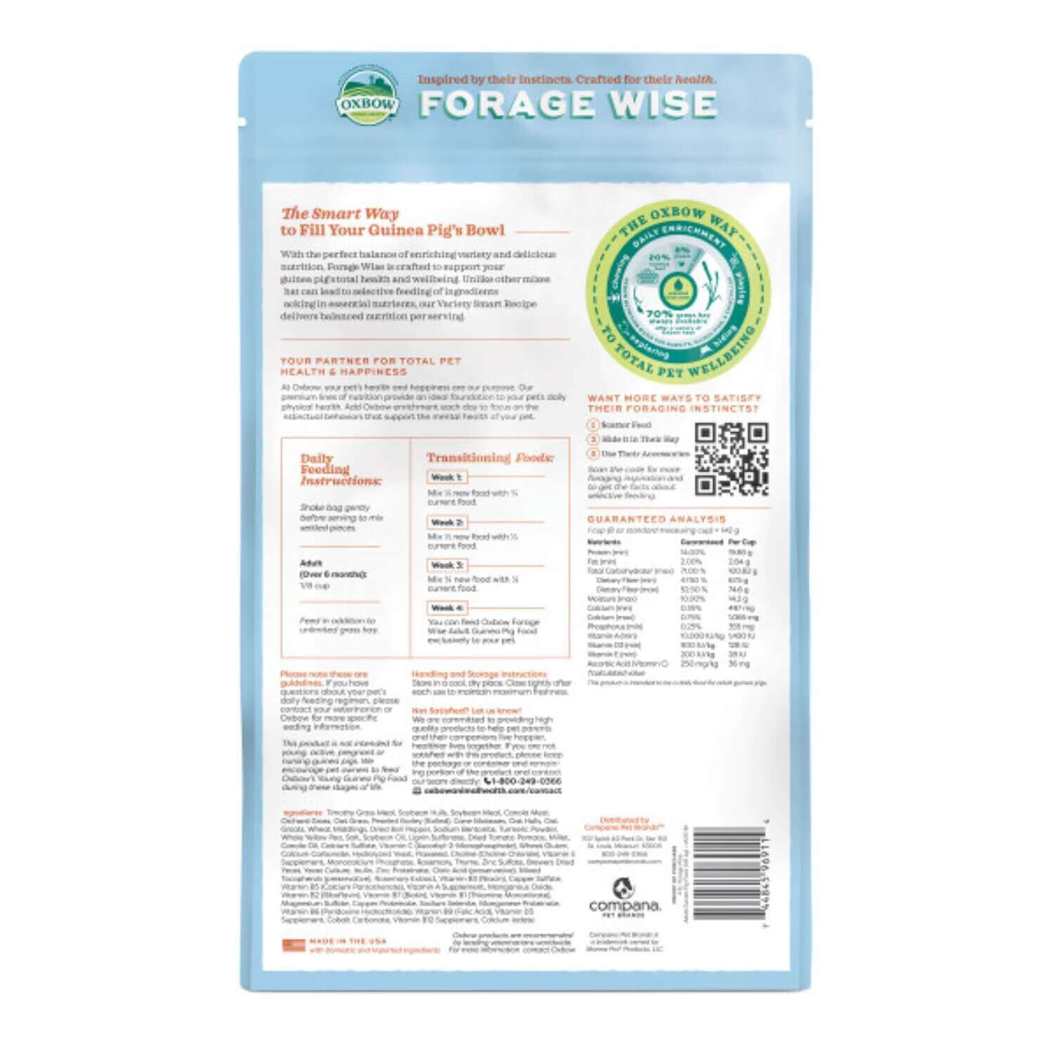 Oxbow Forage Wise Adult Guinea Pig Food - 4 Lb