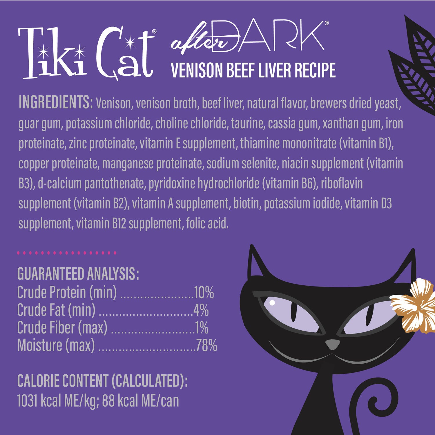 Tiki Cat After Dark Pate Wet Cat Food, Wild Venison & Beef Liver, 3-Oz. Can