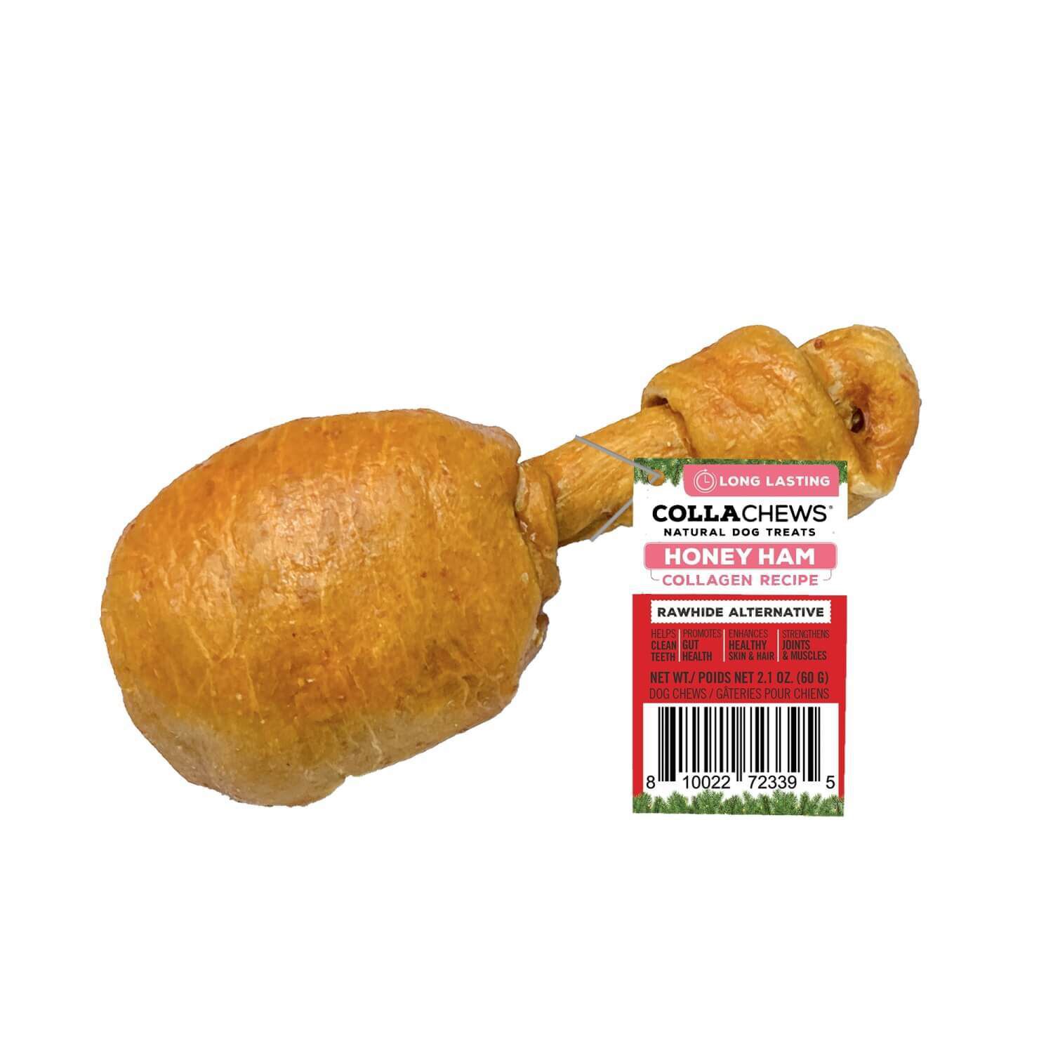 Collachews Honey Ham Rawhide Alternative Natural Dog Treat, Single