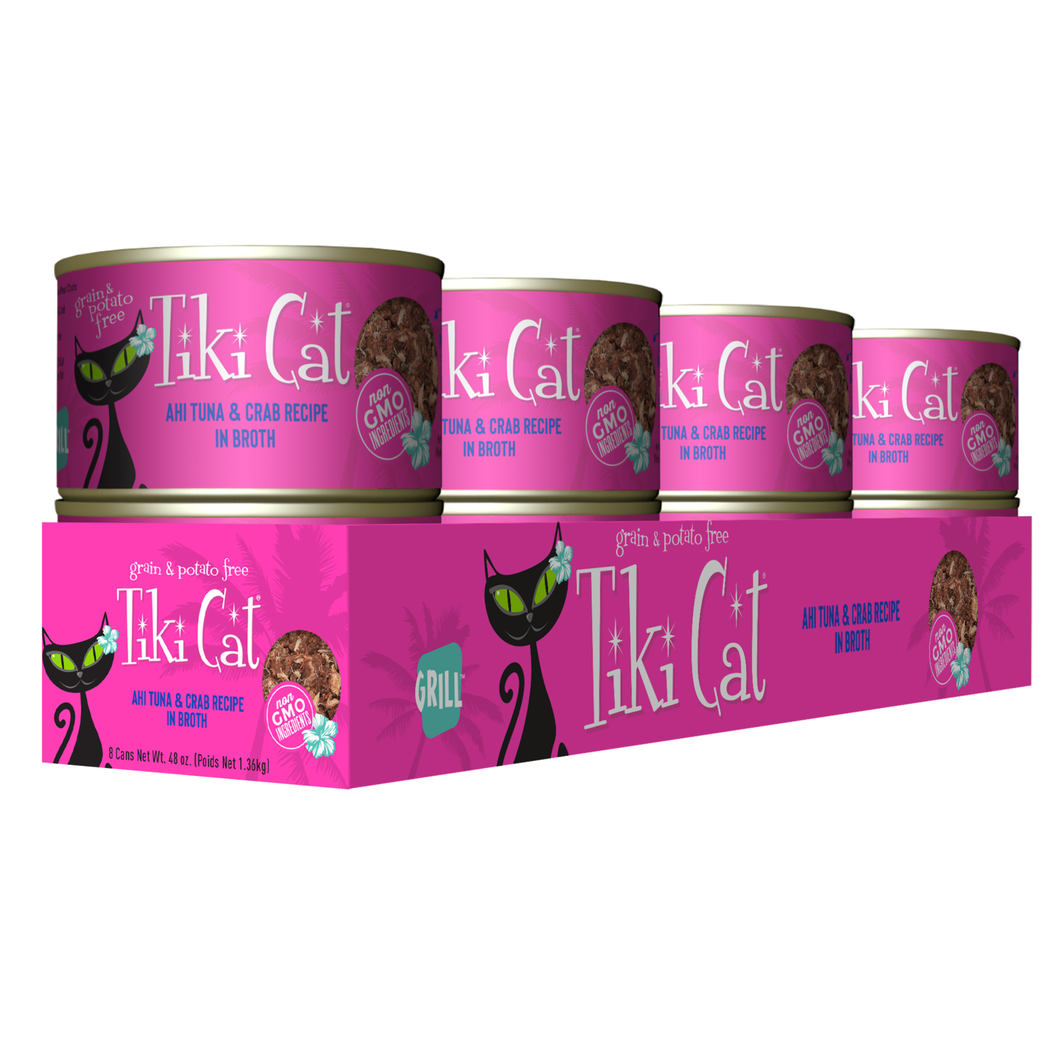 Tiki Cat Grill Wet Cat Food Ahi Tuna & Crab, 6-Oz Can 8 Count
