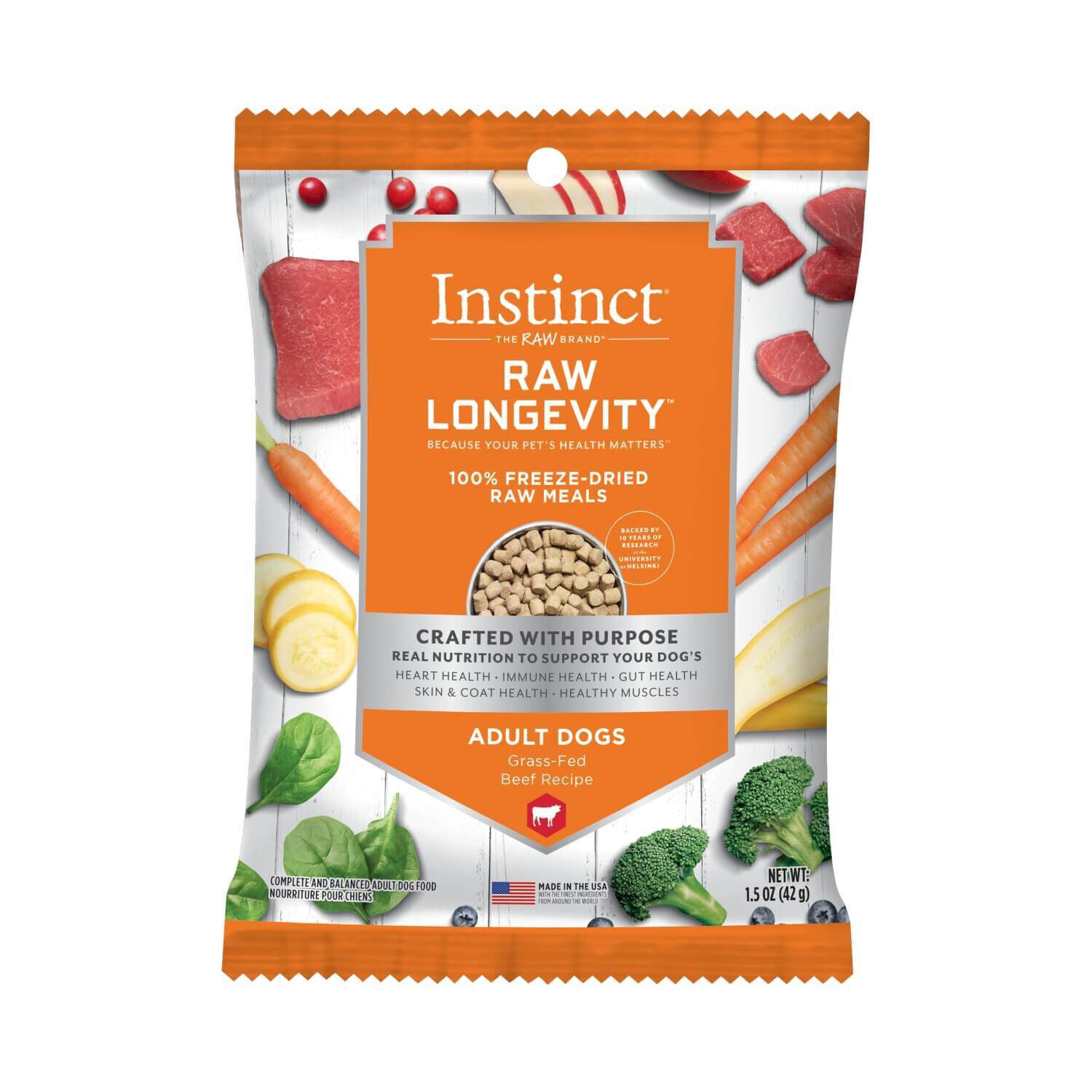 Instinct® Raw Longevity™ 100 Freeze Dried Raw Meals Grass Fed Beef