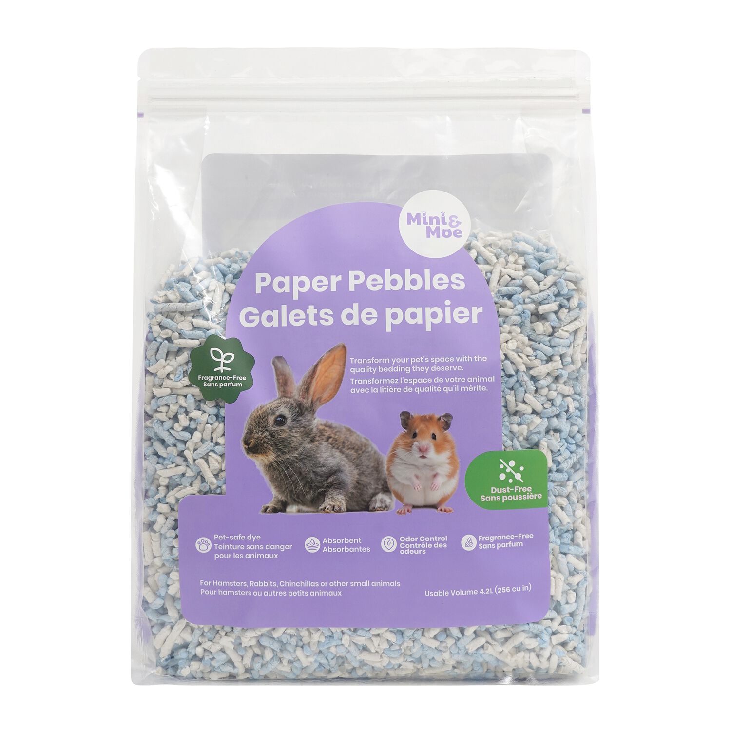 Mini & Moe Paper Pebbles Small Animal Bedding, Blue/White, 4.07 Lbs.