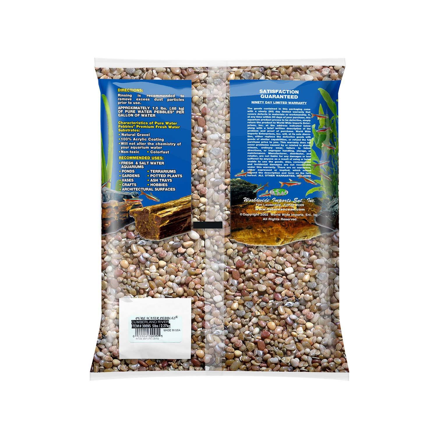 Pure Water Pebbles Aquarium Gravel, Cumberland River Gems, 2-Lb Bag
