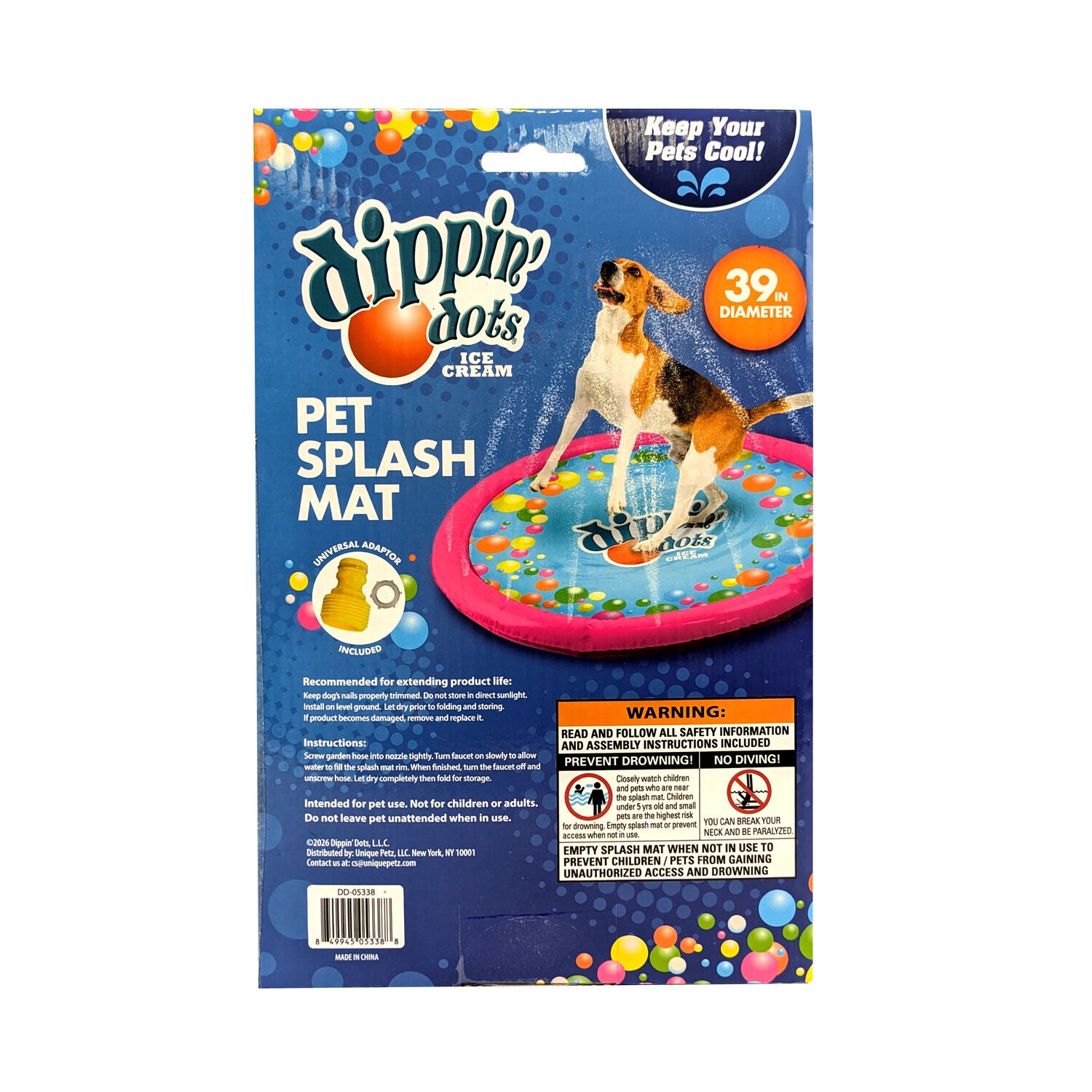 Dippin&rsquo; Dots Round Splash Mat Dog Toy, 39" Diameter