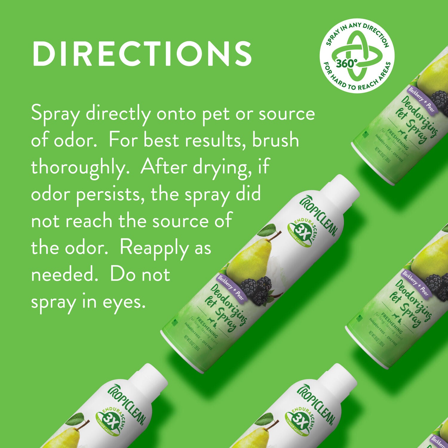 Tropiclean Endurascent Blackberry Pear Dog & Cat Deodorizing Mist Spray, 10-Oz