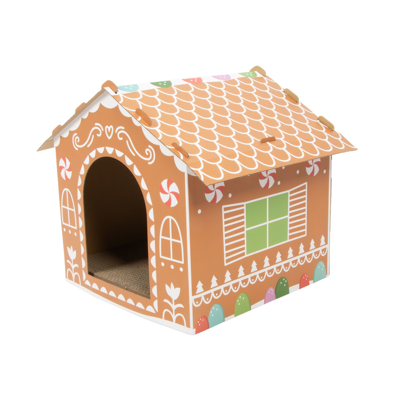 Aristopet Holiday Tan Gingerbread Cat Scratcher House, 15"