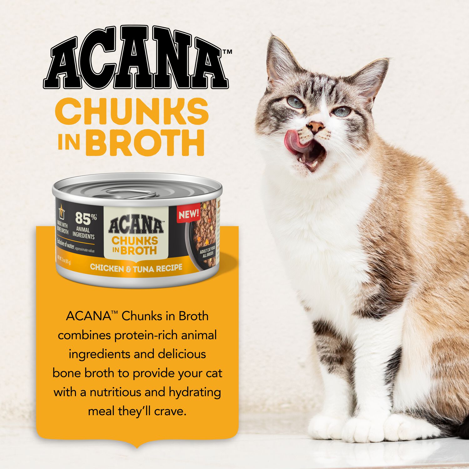 Acana Chunks In Broth Wet Cat Food; Chicken & Tuna Recipe, 3-Oz