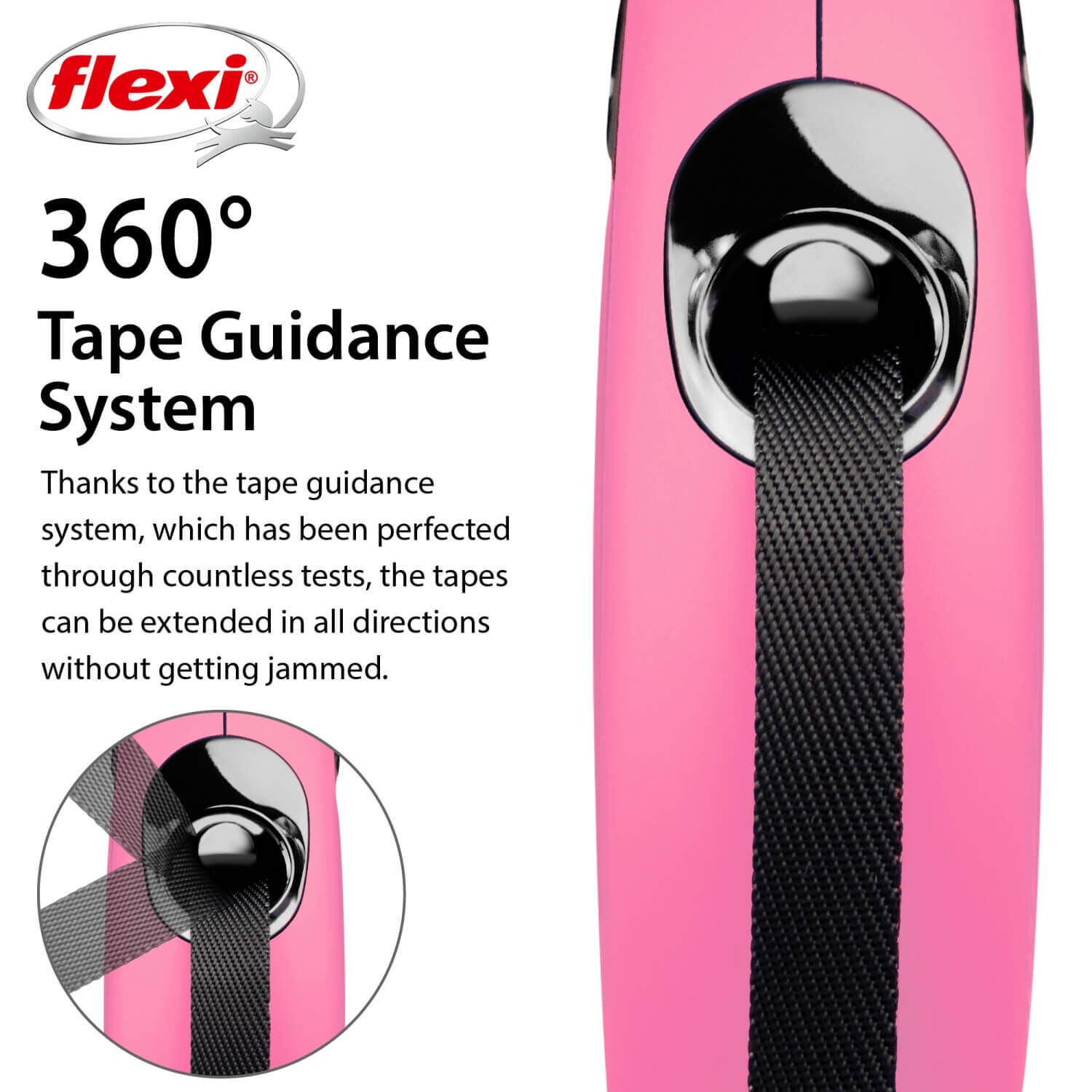 Flexi Classic Tape Retractable Dog Leash - Pink, 16'