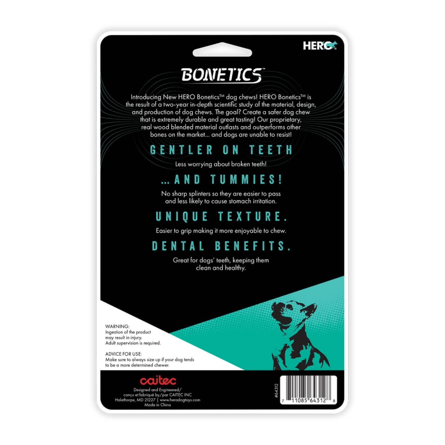 Hero Bonetics 3-Pack Dental Chew Dog Toy Combo - Chicken, Mint, & Beef