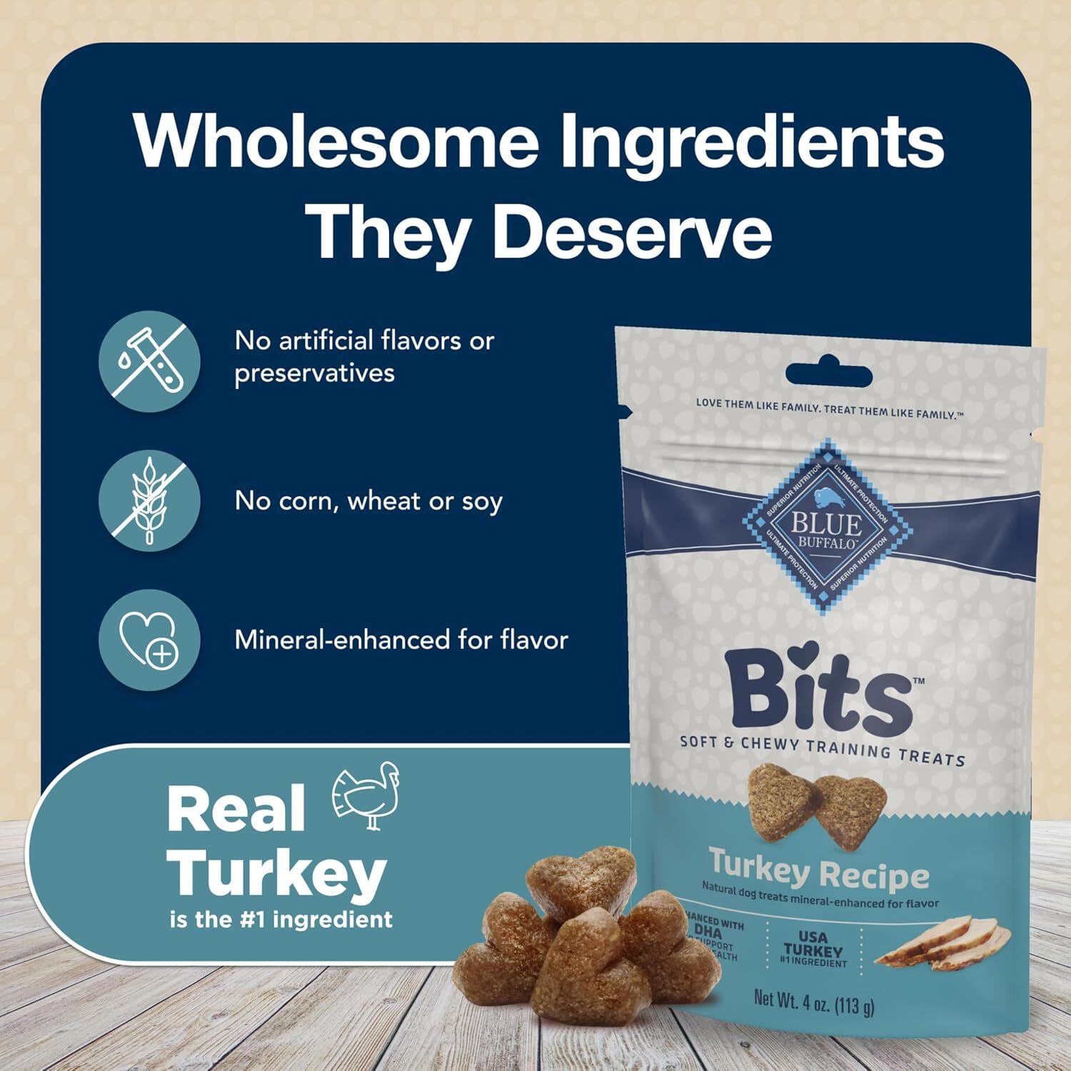 Blue Buffalo Blue Bits Soft-Moist Training Tempting Turkey Recipe Dog Treats, 4-Oz Bag