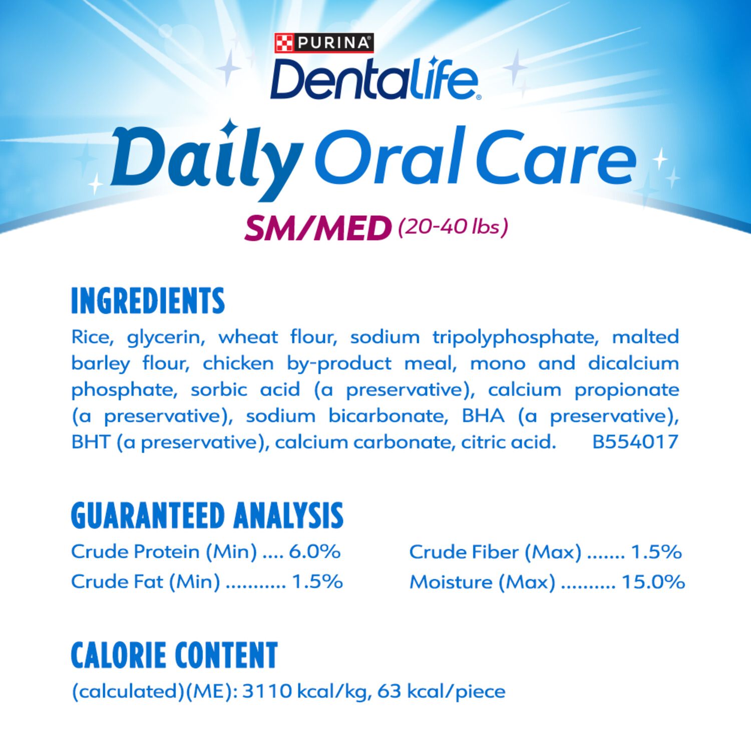 Purina Dentalife Daily Oral Care Chicken Flavor Small & Medium Dog Treats, 40-Count Bag