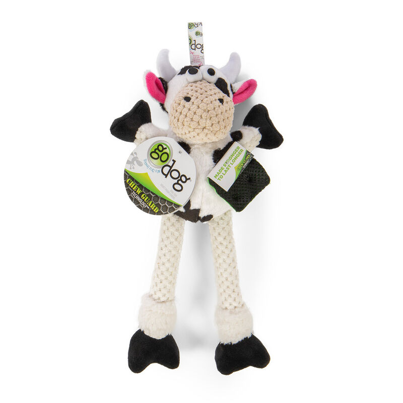 Go Dog Checkers Skinny Cow With Chew Guard Technology Plush Squeaky Dog Toy