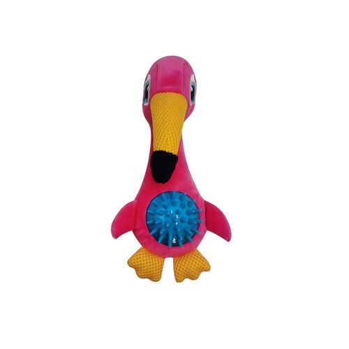 Plush & Mesh Flamingo With Tpr Belly Dog Toy