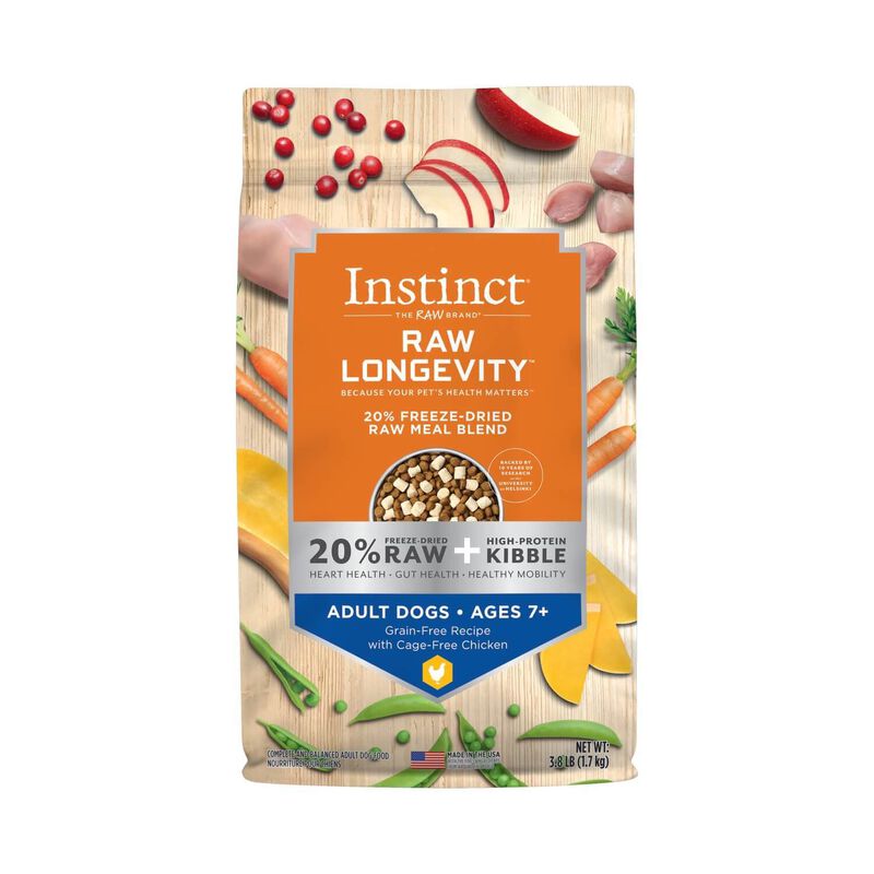 Instinct® Raw Longevity™ 20% Freeze Dried Raw Meal Blend Grain Free Recipe With Cage Free Chicken For Adult Dogs Ages 7+