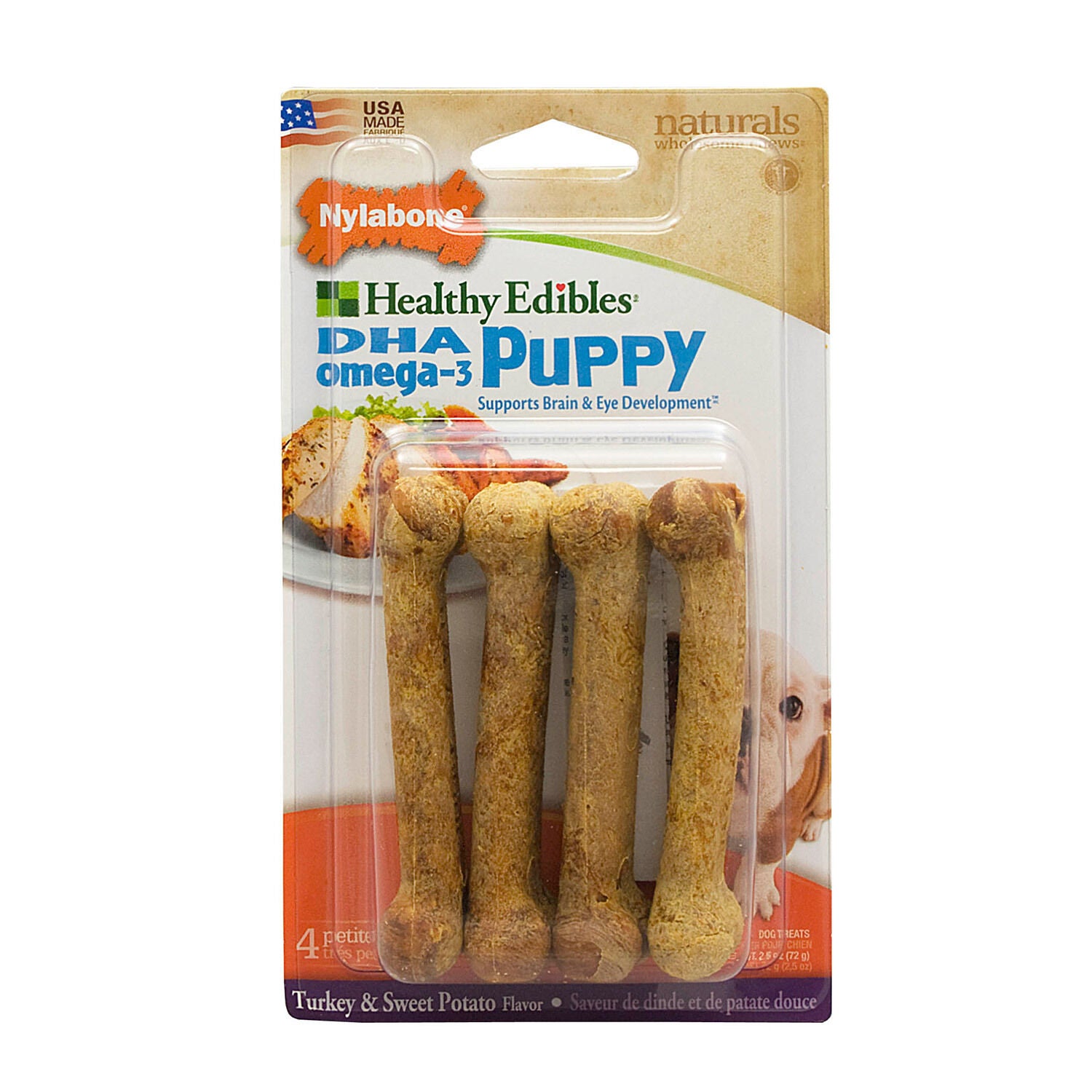 Nylabone Healthy Edibles Extra Small Puppy Dog Treats, Sweet Potato & Turkey