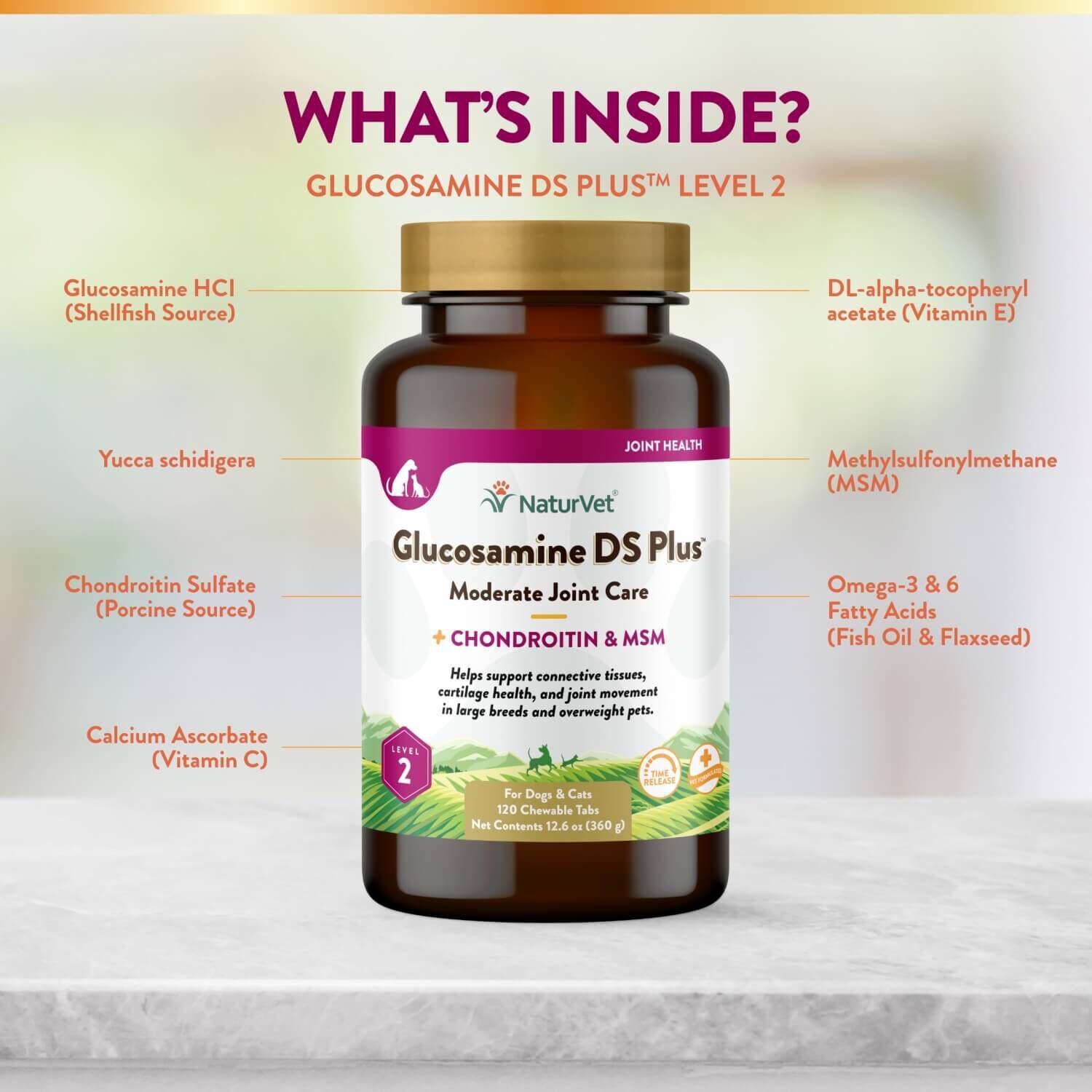 Naturvet Glucosamine Ds Plus Moderate Joint Care Supplement Tabs For Dogs & Cats