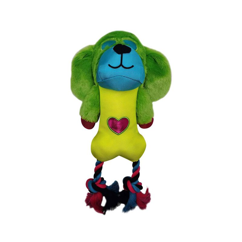 Rockin’ Plush Dudes With Bone Body & Rope Dog Toy image number 1