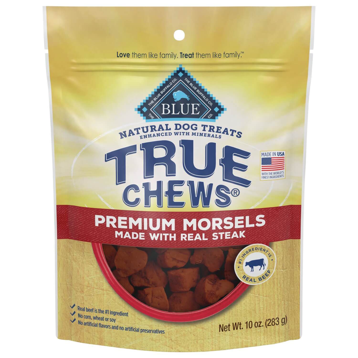 Blue Buffalo True Chews Premium Morsels Natural Dog Treats, Steak