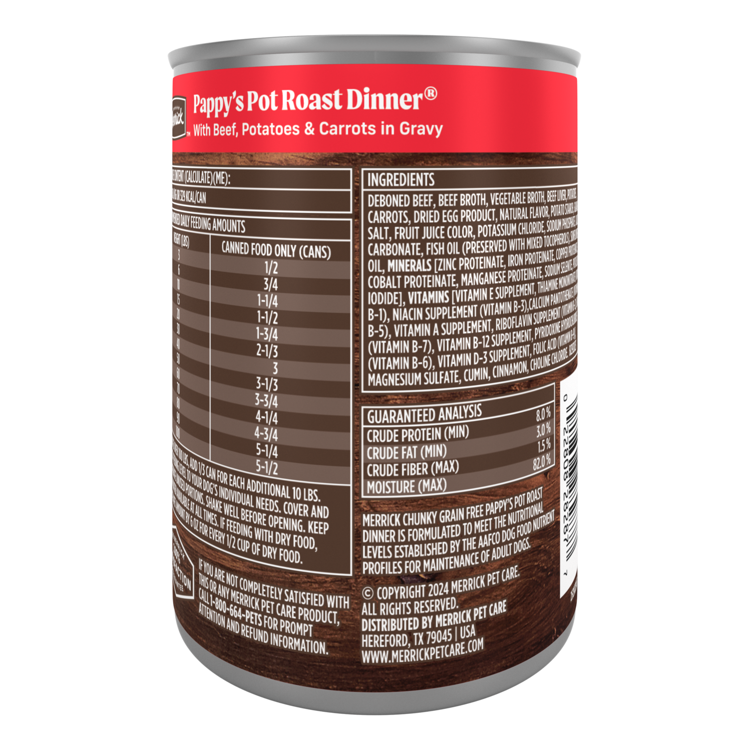 Merrick Chunky Grain-Free Premium And Wholesome Canned Dog Food, Real Meat Pappy&rsquo;S Pot Roast Dinner In Gravy  Recipe, 12.7-Oz Can Pack Of 12
