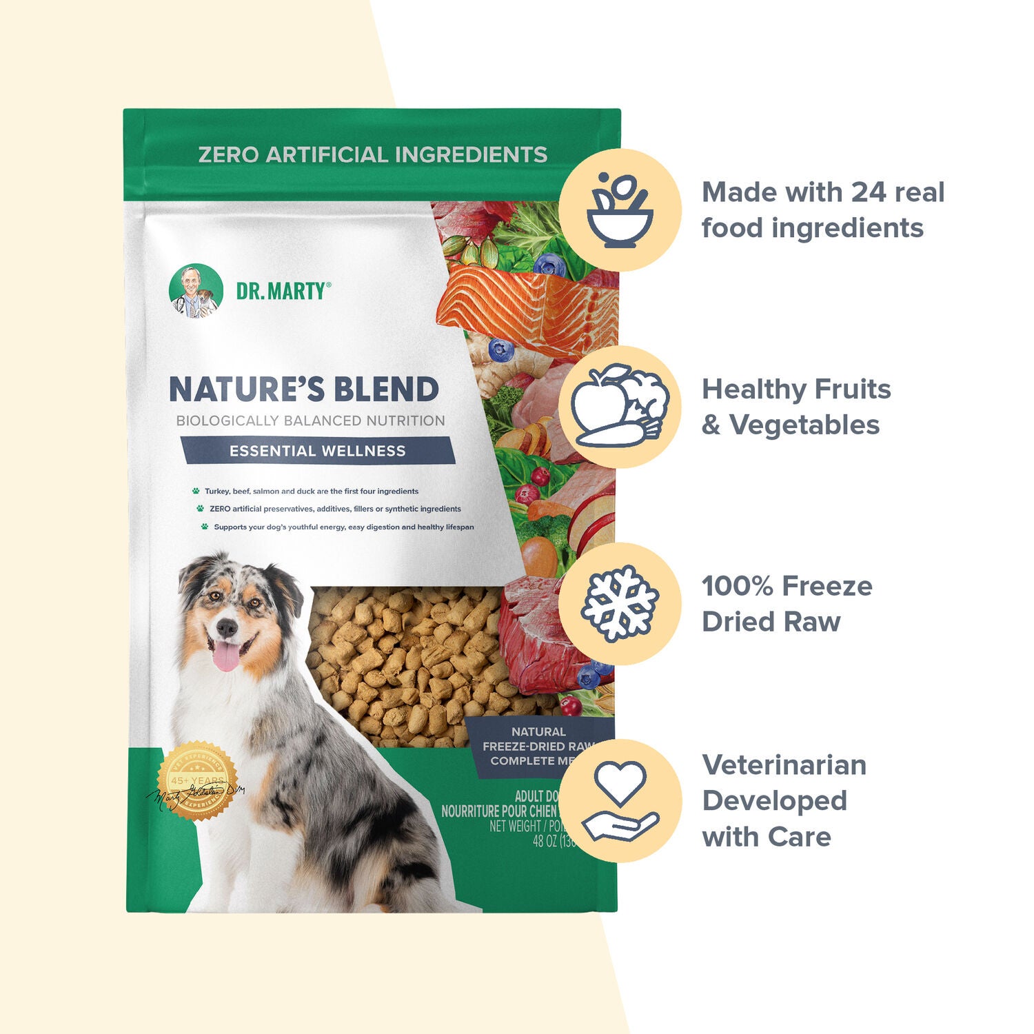 Dr. Marty Nature's Blend Essential Wellness Freeze-Dried Dog Food, 80-Z