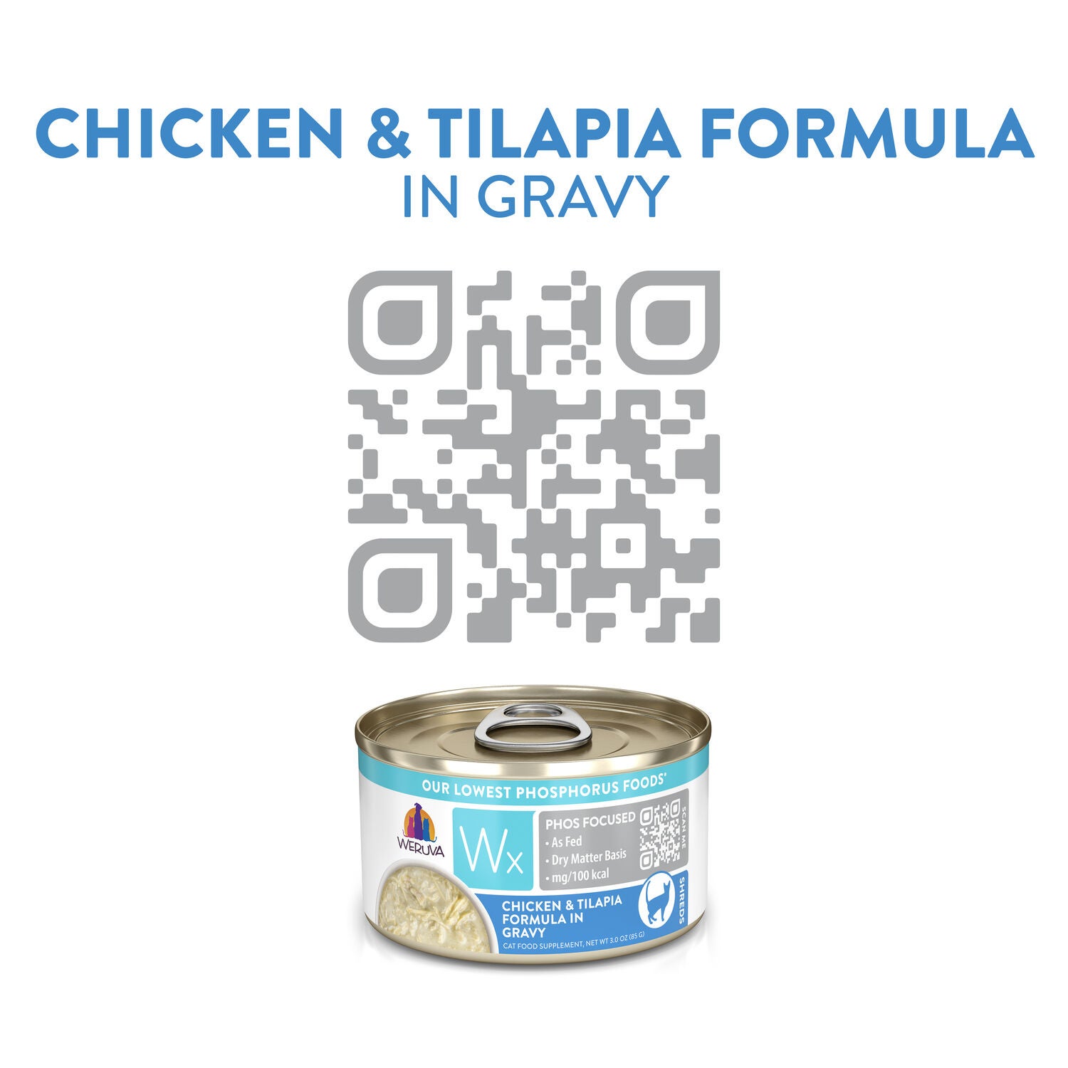 Weruva Wx Phos Focused Chicken & Tilapia Formula In Gravy Wet Cat Food, 3-Oz Can