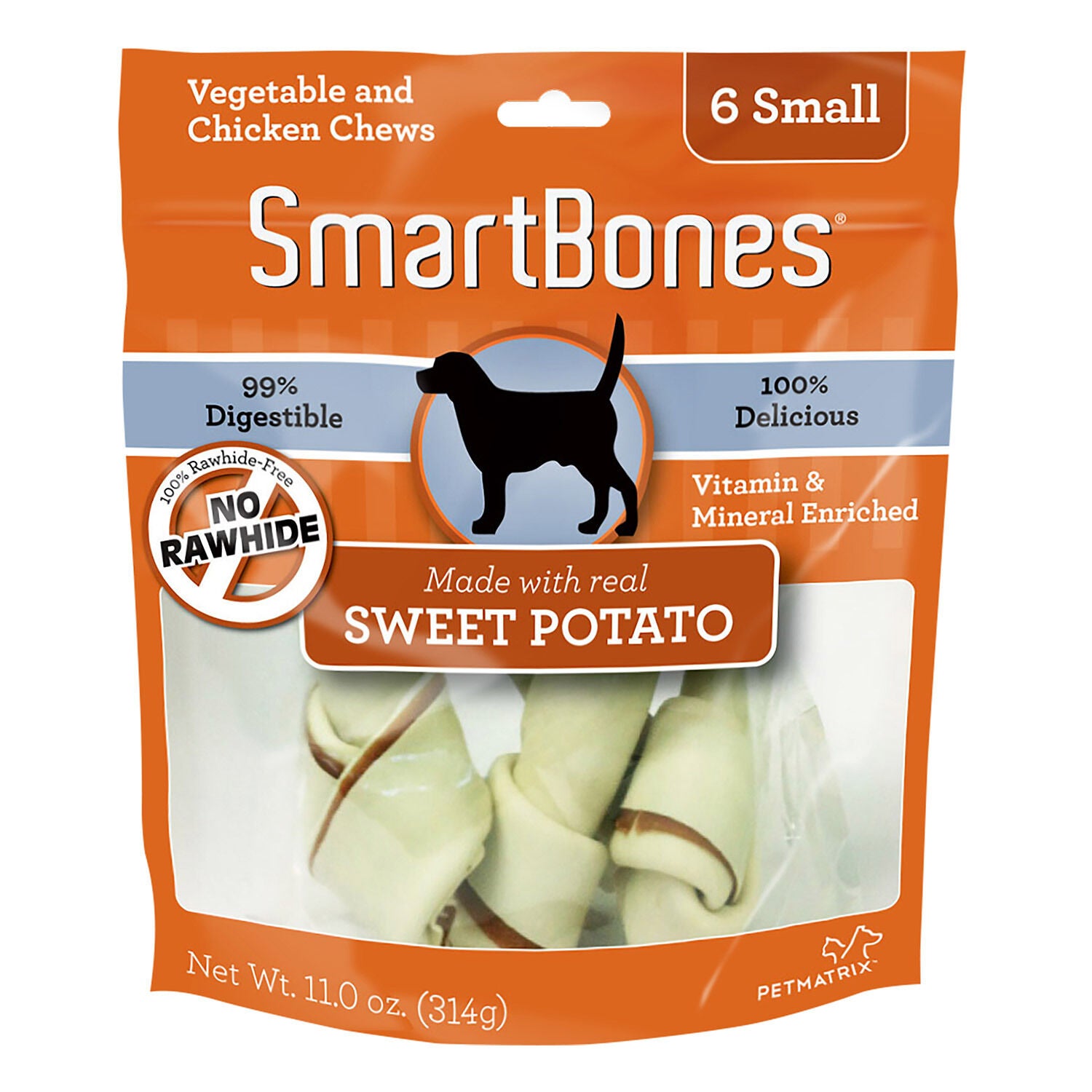 Smartbones Small Sweet Potato Rawhide Alternative Chews Dog Treats, 6 Pack