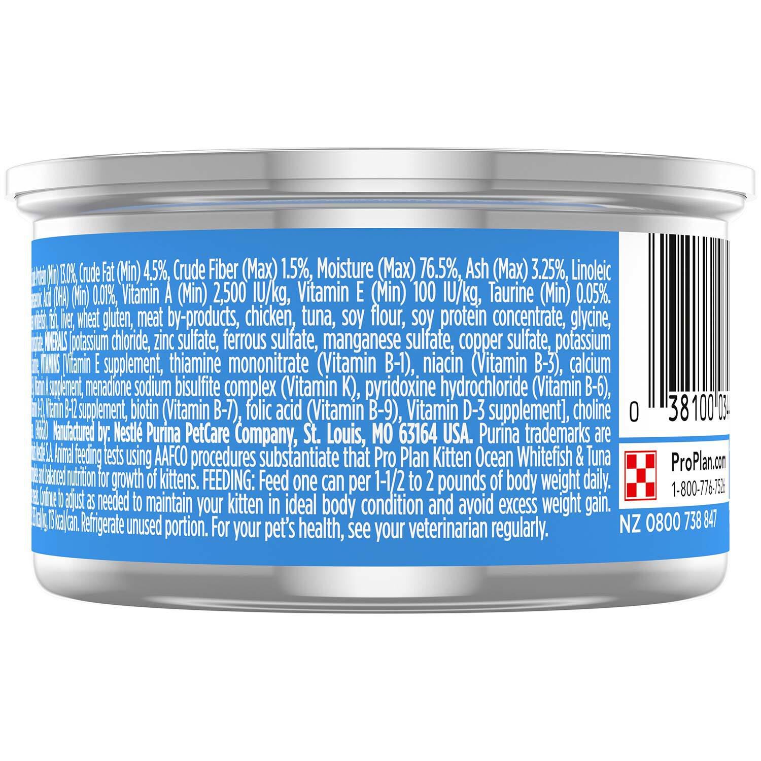 Purina Pro Plan Wet Kitten Food, Flaked Ocean Whitefish And Tuna Entree - 3-Oz Can