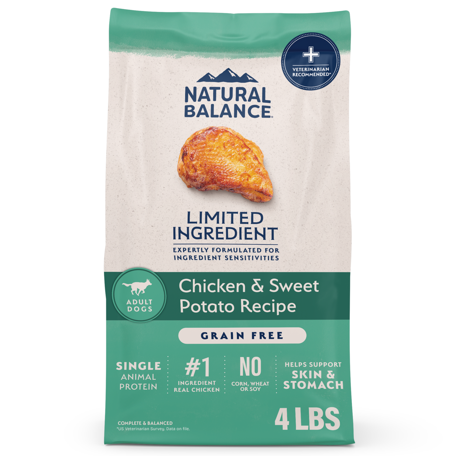 Natural Balance Limited Ingredient Grain-Free Chicken & Sweet Potato Recipe Dry Dog Food, 4-Lb Bag