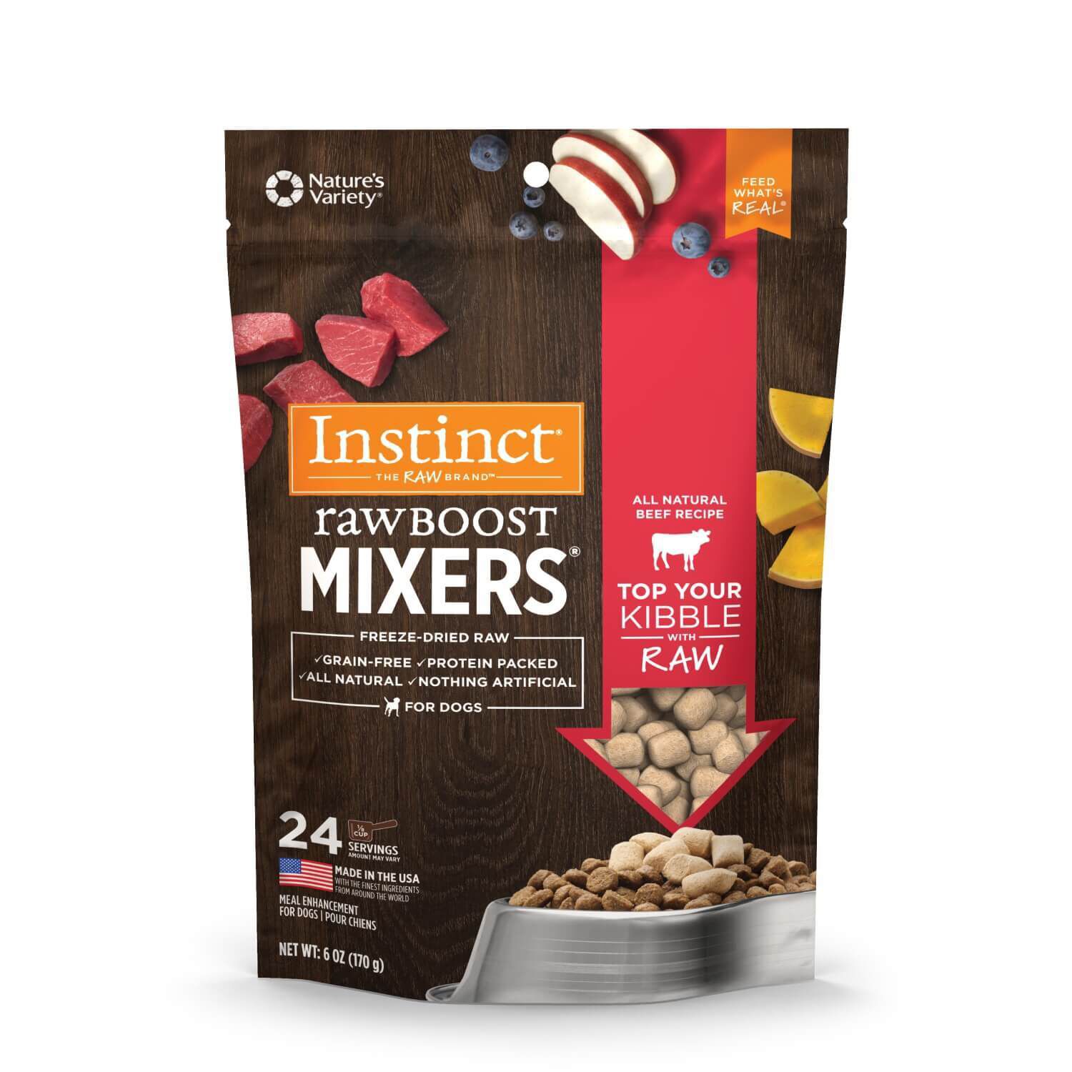 Instinct Freeze-Dried Raw Boost Mixers Grain-Free Beef Recipe Freeze-Dried Dog Food Topper