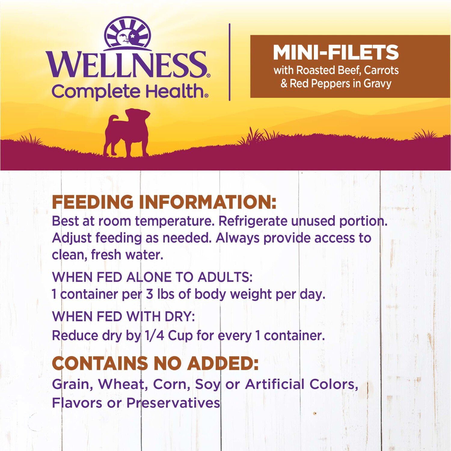 Wellness Petite Entr&eacute;es Mini-Filets Small Breed Wet Dog Food With Roasted Beef, Carrots & Red Peppers In Gravy, 3-Ounce Cup