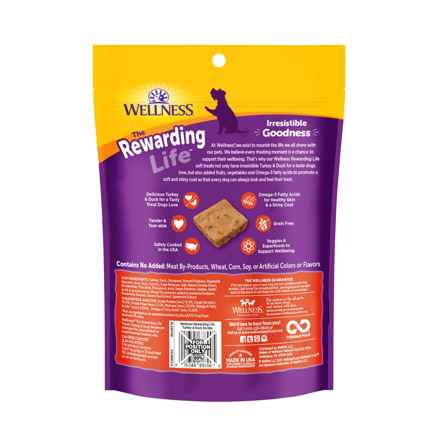 Wellness Rewarding Life Dog Treats, Natural, Training Treat, Grain Free, Soft Turkey & Duck (6 Ounce Bag)