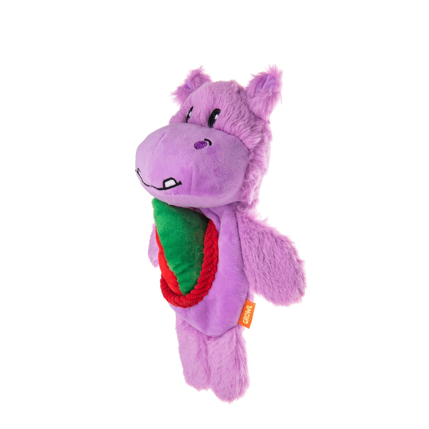 Growl Snackerz Hilda The Hippo Durable Burrow Plus Dog Toy, 9.7"