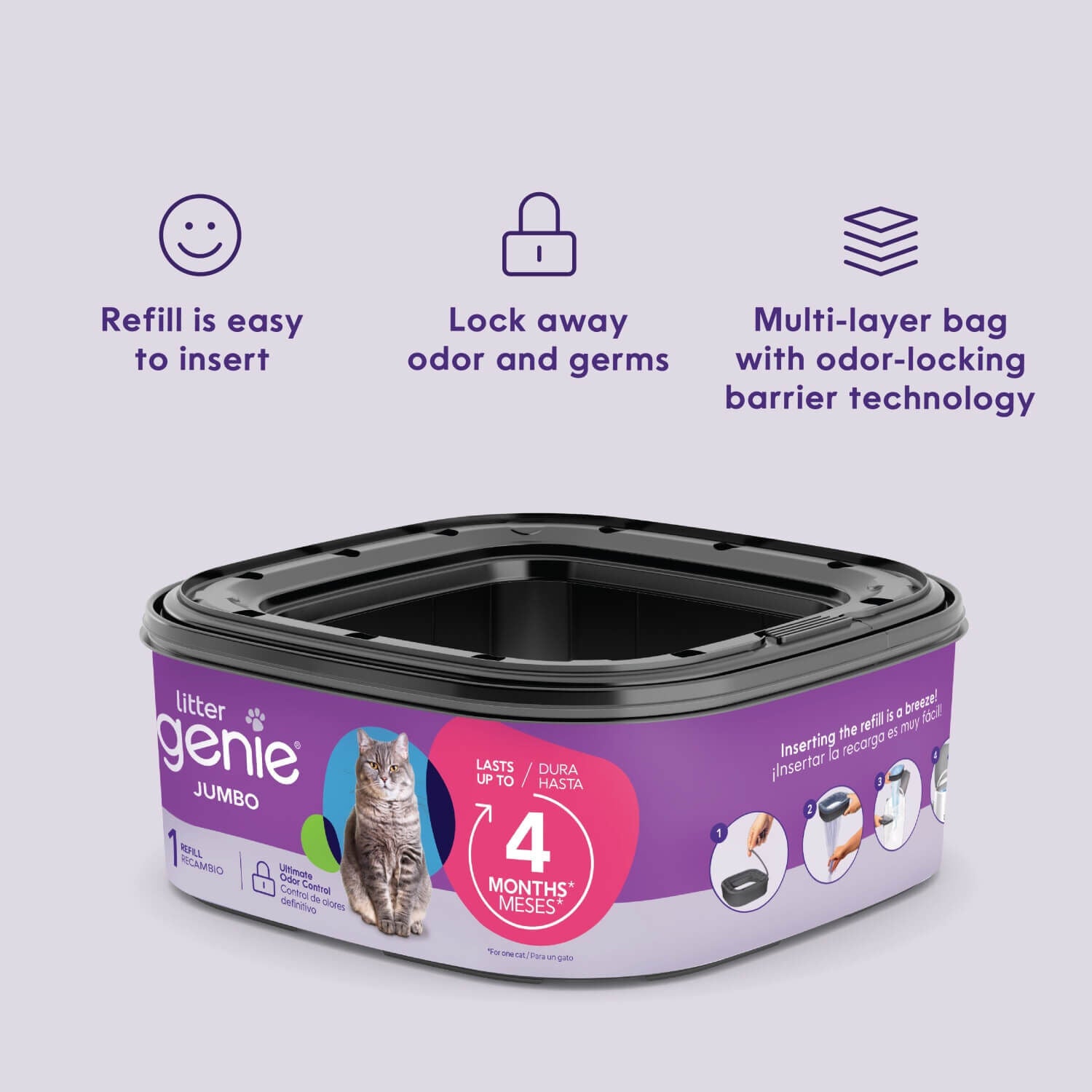 Litter Genie Jumbo Refill Cartridge For Cat Litter Disposal System, 28 Ft, 1 Pack