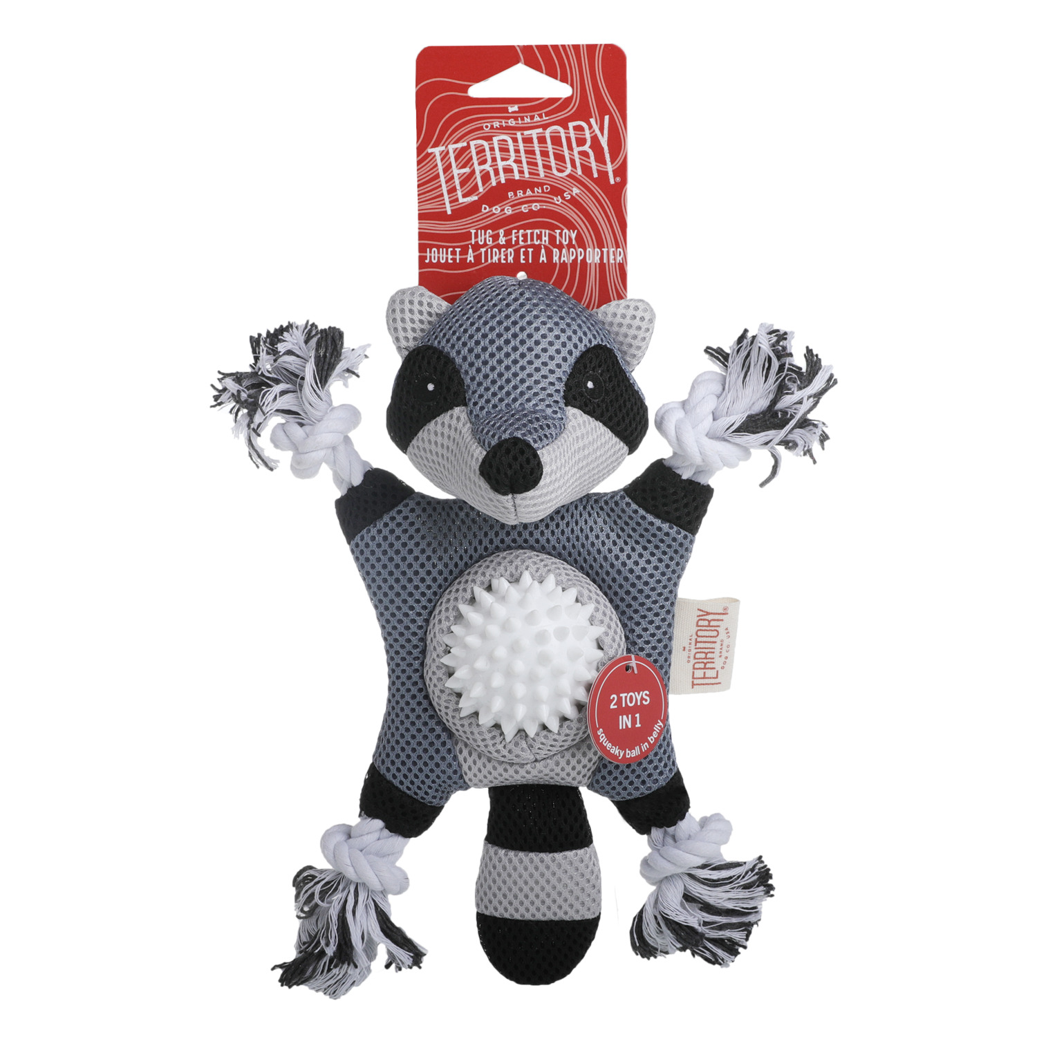 Territory Raccoon 2-In-1 Fetch & Tug Dog Toy, 10"