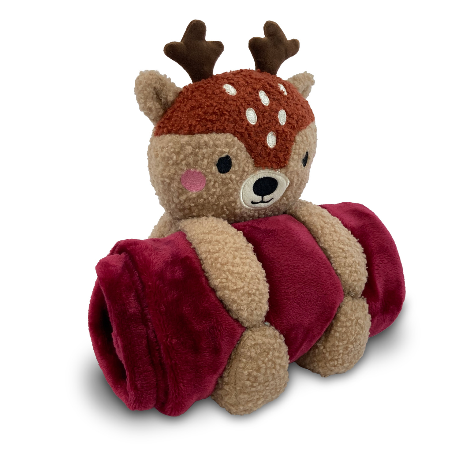 Unique Petz Plush Deer Dog Toy With Blanket Holiday Pet Gift